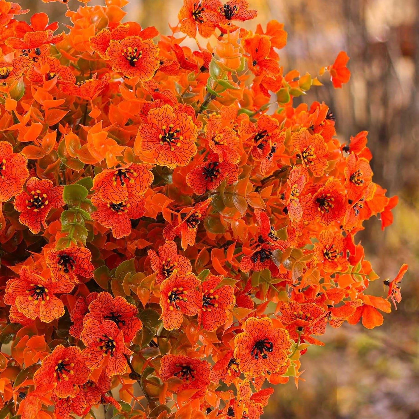 18 Pcs Artificial Mums Flowers Outdoor Plastic Fall Flowers Fake Mums Autumn Greenery Flower for Porch Window Box Farmhouse Thanksgiving Home Decor ((18, Orange)