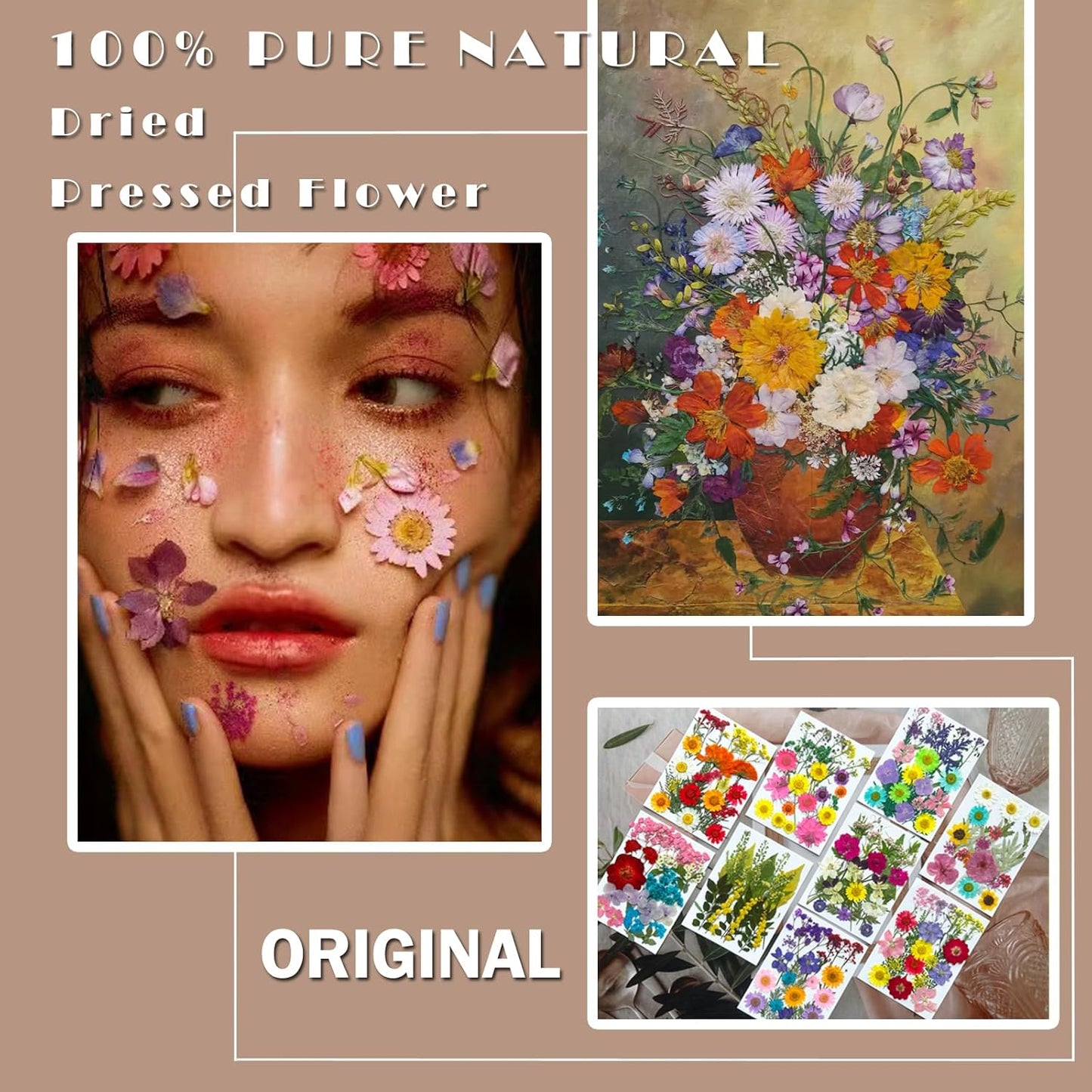 192Pcs Dried Pressed Flowers for Resin, Assorted Real Natural Bulk Dry Floral Leaves for DIY Art Crafts, Epoxy Molds, Jewelry, Soap, Candle Making, Nails Decors