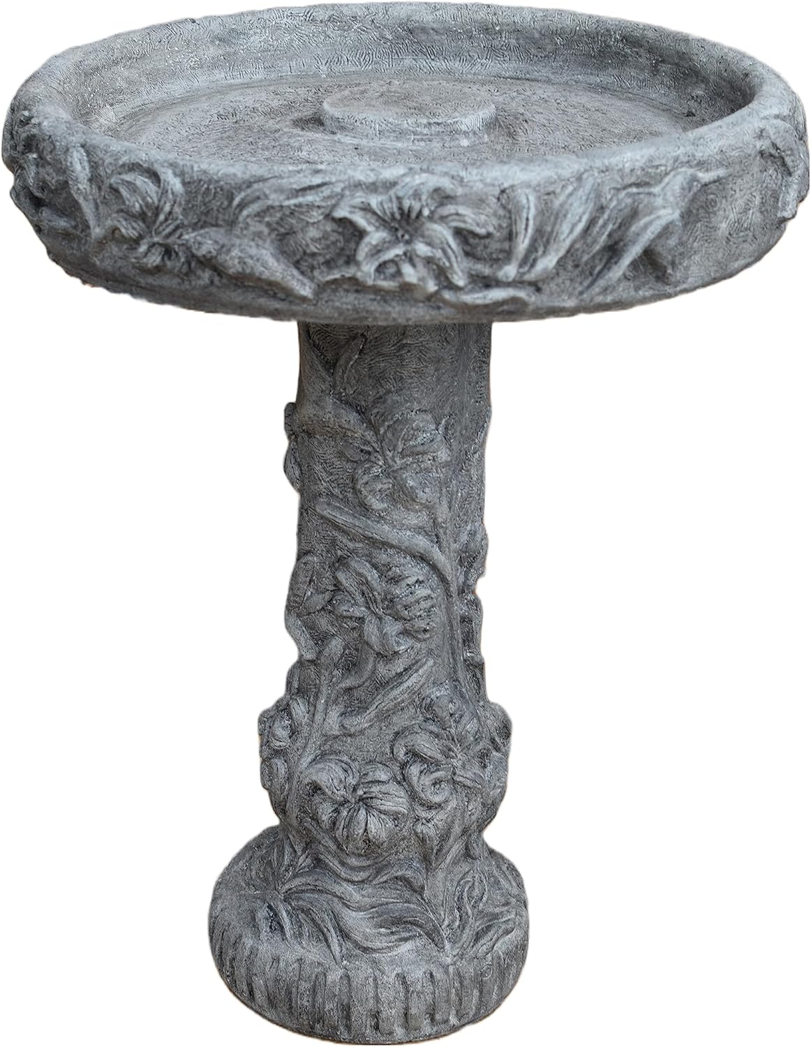 Solid Rock Stoneworks Hummmingbird Birdbath- 27in Tall- PreAged