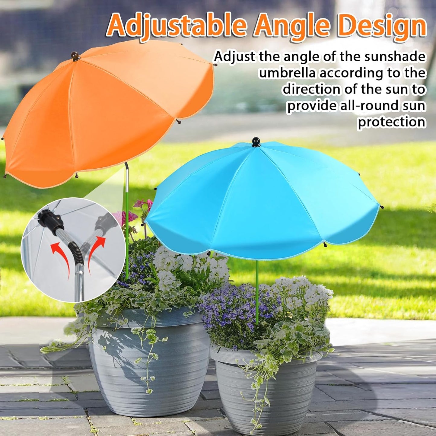 MJZ 4 Pack Plant Umbrellas for Outdoor Plants, 26" Garden Umbrella for Plants with Adjustable Angle, Plant Umbrella Provide Shade for Outdoor Plants Flower Pot Planting Beds