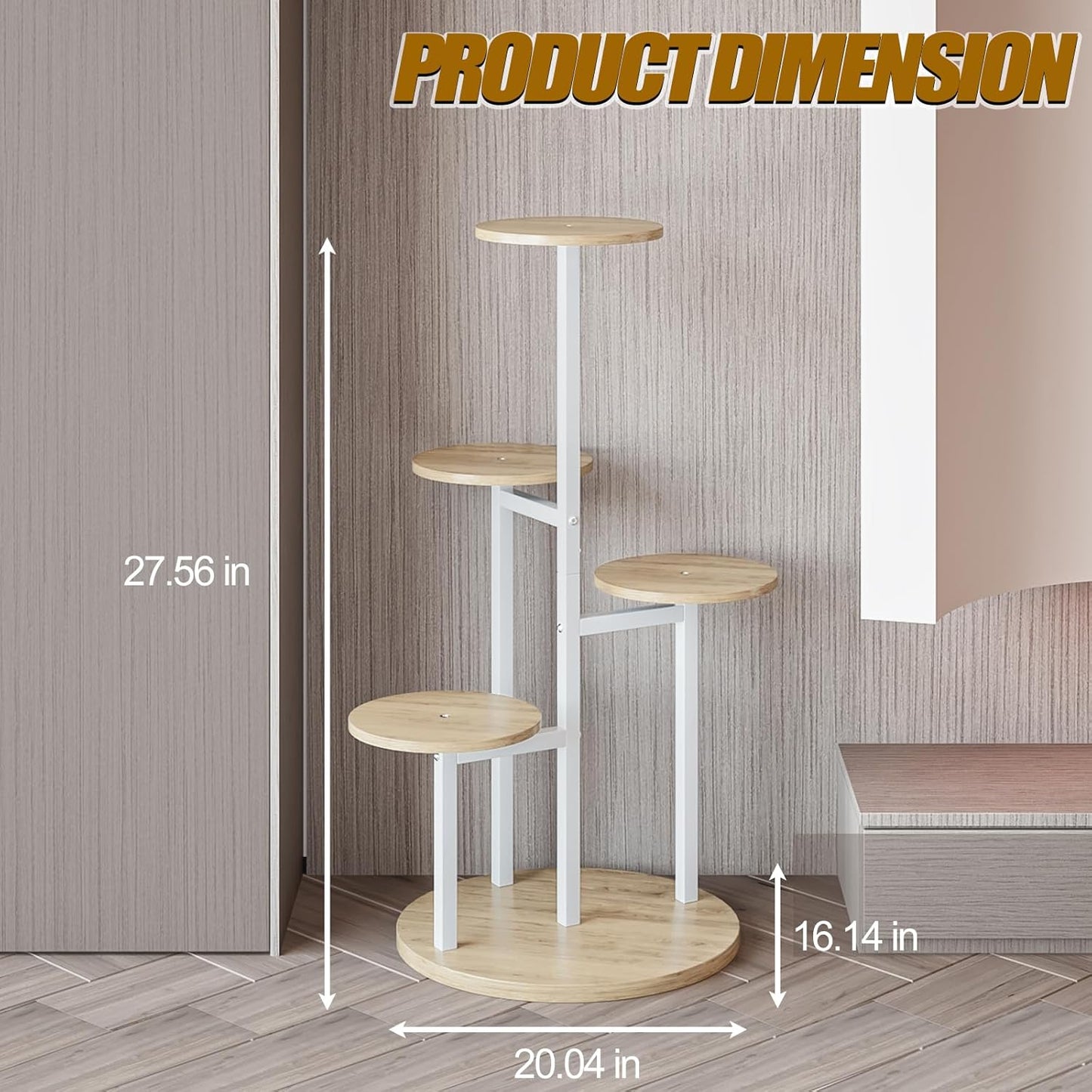 Plant Stand Indoor 5 Tier 8 Potted Multiple Flower Pot Holder for Patio Garden Balcony Living Room Corner (5 Tier White+Sonoma Oak)