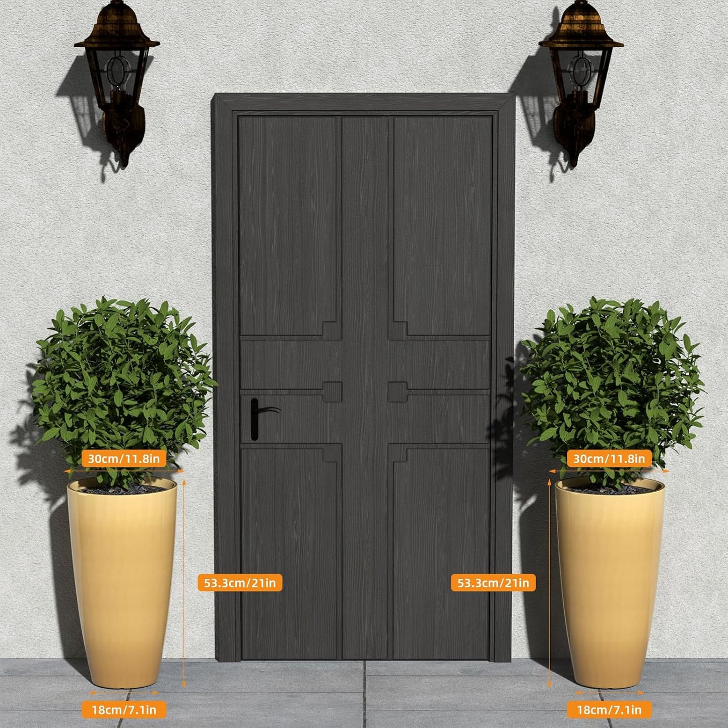 QCQHDU 21 inch Tall Planters for Outdoor & Indoor Plants, 2 Pack Sturdy Plant-Flower-Tree Pots for Front Porch Patio Deck Living Room Decor