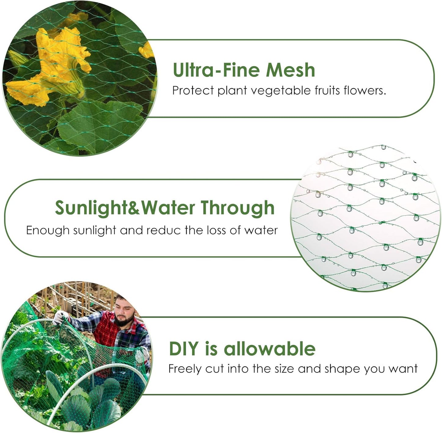 Ruolan Bird Netting for Garden Protect Vegetable Plants and Fruit Trees13X82Ft,Plastic Trellis Netting for Birds, Deer,Squirrels and Other Animals