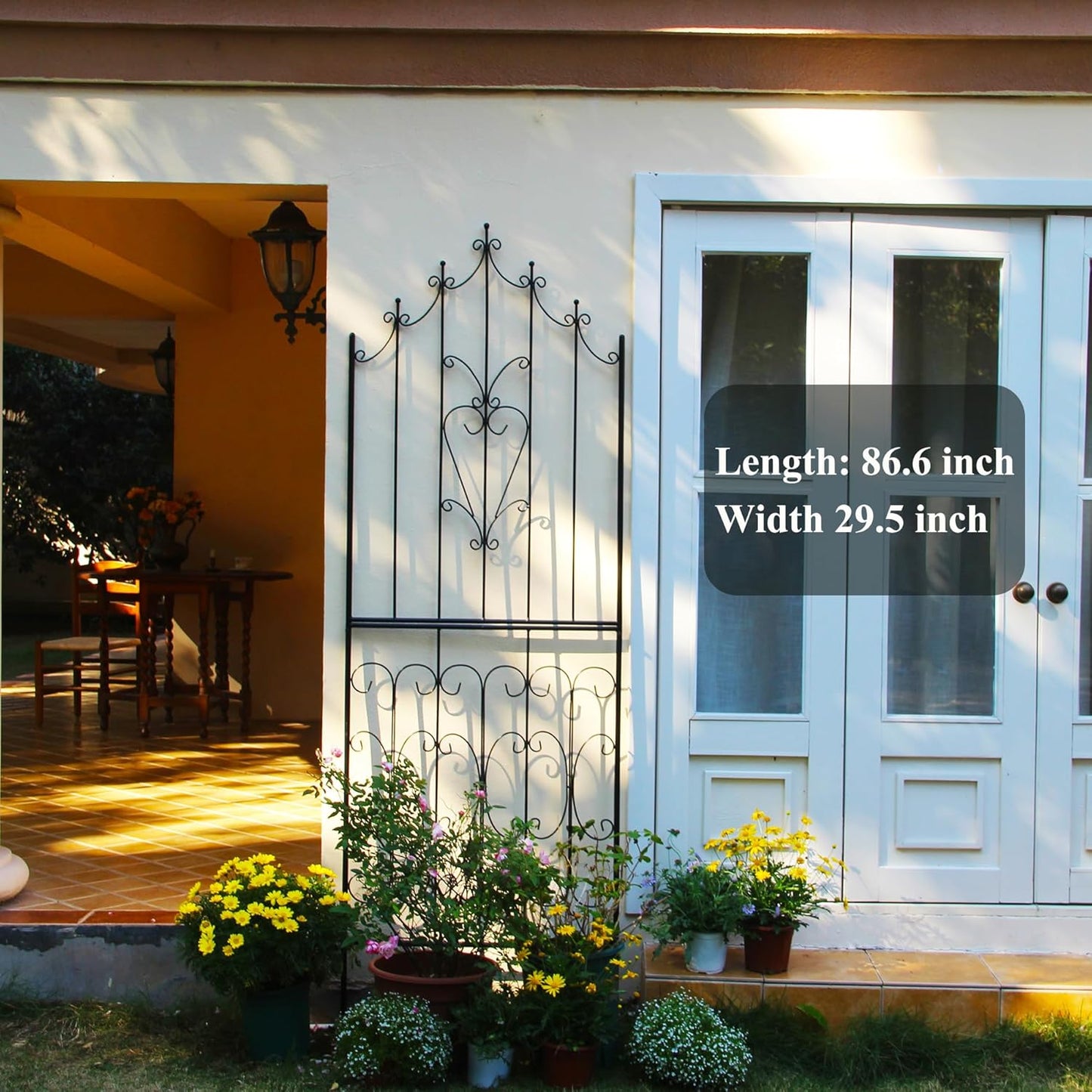 SCENDOR Metal Trellis 86.6" H x 29.5" W Powder-Coated Black Attractive Plant Support Garden Trellis Stylish Garden Addition Lattice Outdoor Yard Décor Roses Vine Ivy Clematis Trellises Black