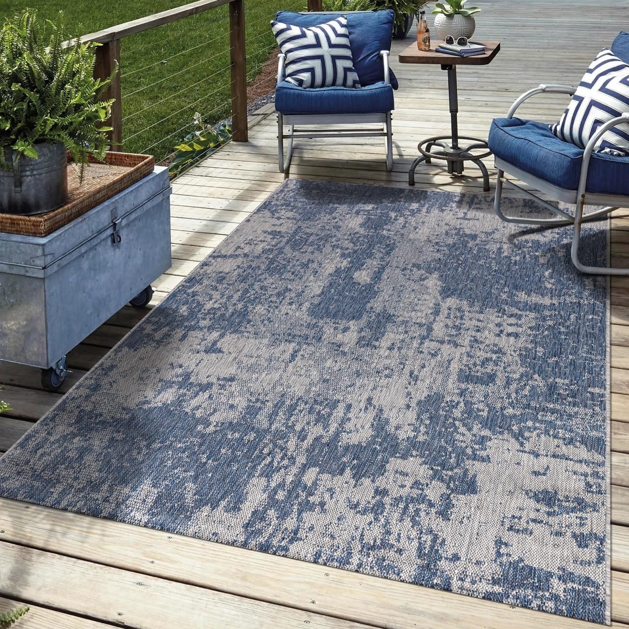 Keen Home Design Terrace Outdoor Area Rug - 8x10 Washable Indoor/Outdoor Rug for Patio, Kitchen, Balcony, Beach, Garden, Deck and Porch, Size: 7'7"x10'