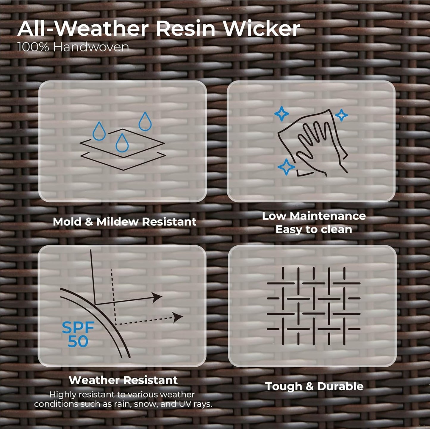 CHITA 2 Pieces Patio Wicker Chairs, 360° Rocking Swivels Outdoor Rattan Chair with Thickened Cushions for Backyard, Poolside, Garden or Porch