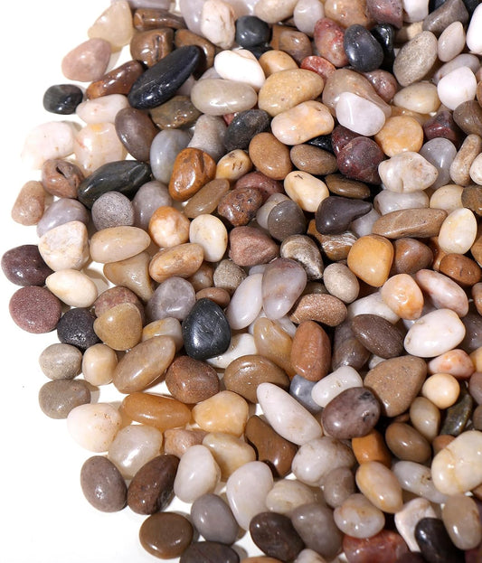 Calofulston 5lb Pebbles, 3/8 Inch Small Pebbles for Indoor Plants, Aquariums, Bamboo, Succulent, Vase, Outdoor Landscaping, Decorative Polished Plant Rocks for Pots Indoor, Mixed Color