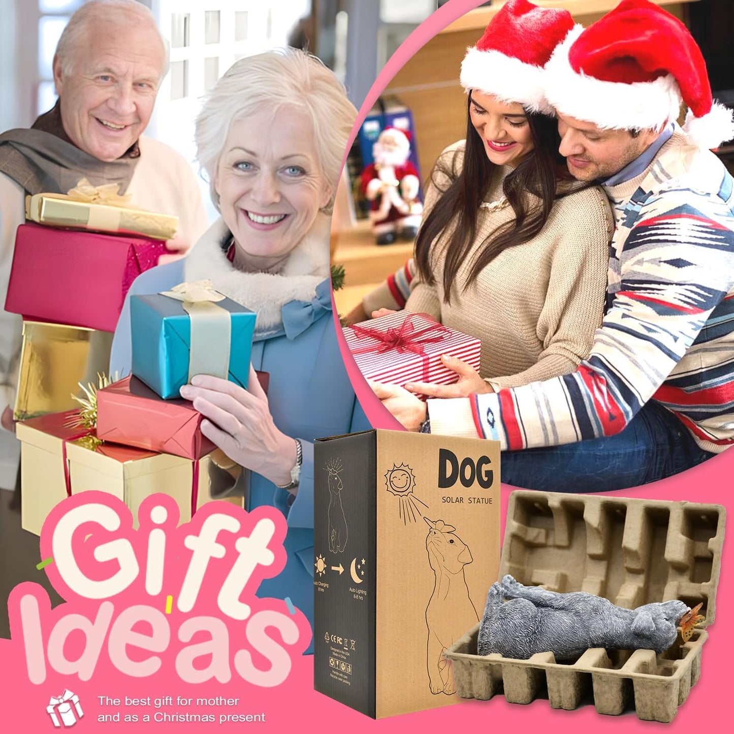 Goodeco Dog Statue with Solar Butterfly - Ideal Gifts for Dad, Mom or Birthdays, Beautifully Crafted Outdoor Decorations to Wow Your Guests