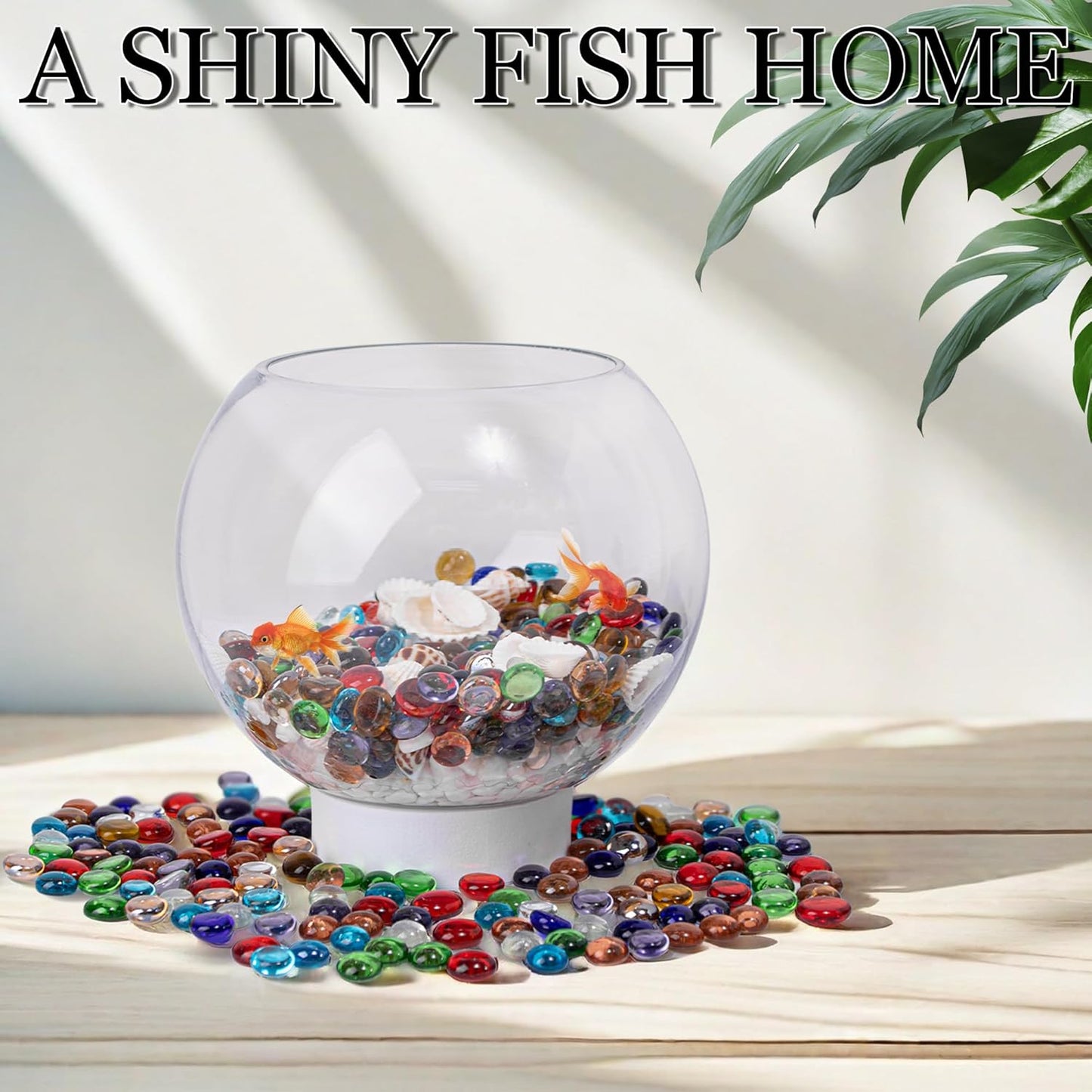 1LB Mini Glass Gems,Mixed Colour Mancala Stones Flat Bottom Marble Beads for Home Decorative Art Craft Vase Filler(0.5"~0.7")