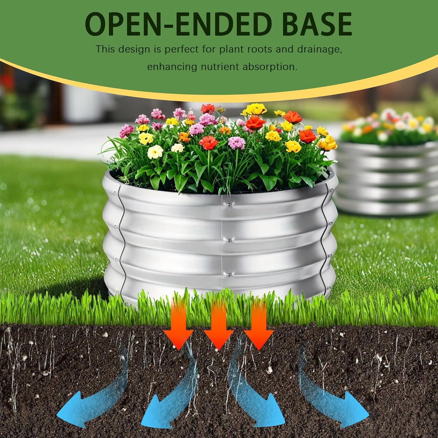 Raised Garden Bed, Raised Beds for Gardening Outdoor for Vegetables and Flowers Ground Planter Box, Galvanized Metal Planter Grow Garden Box,2.3x2.3x1ft