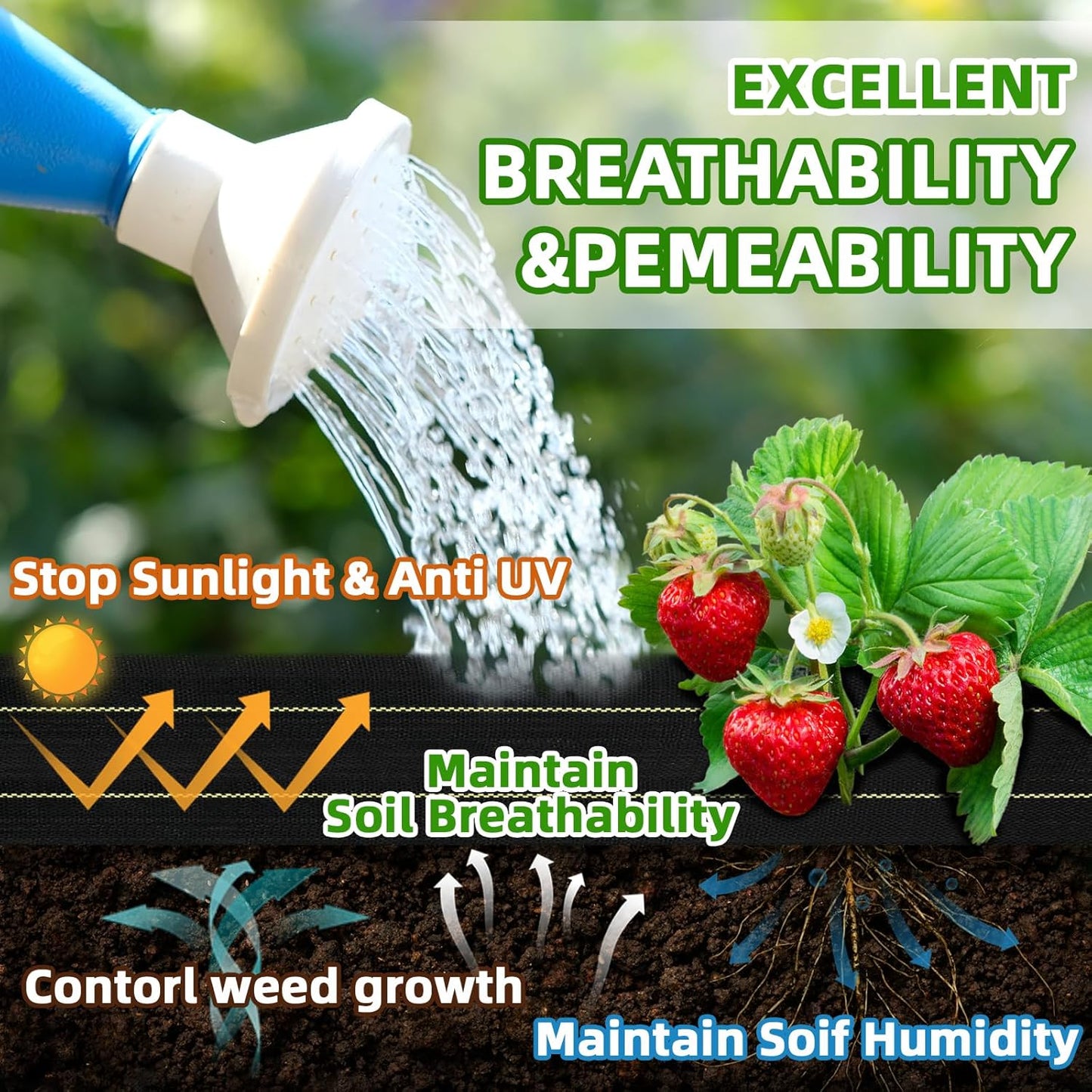 Shade&Beyond 6ftx100ft Weed Barrier Fabric 3.5oz Heavy Duty Landscape Fabric with Superior Permeability Weed Control, Garden Woven Ground Cloth with Staples