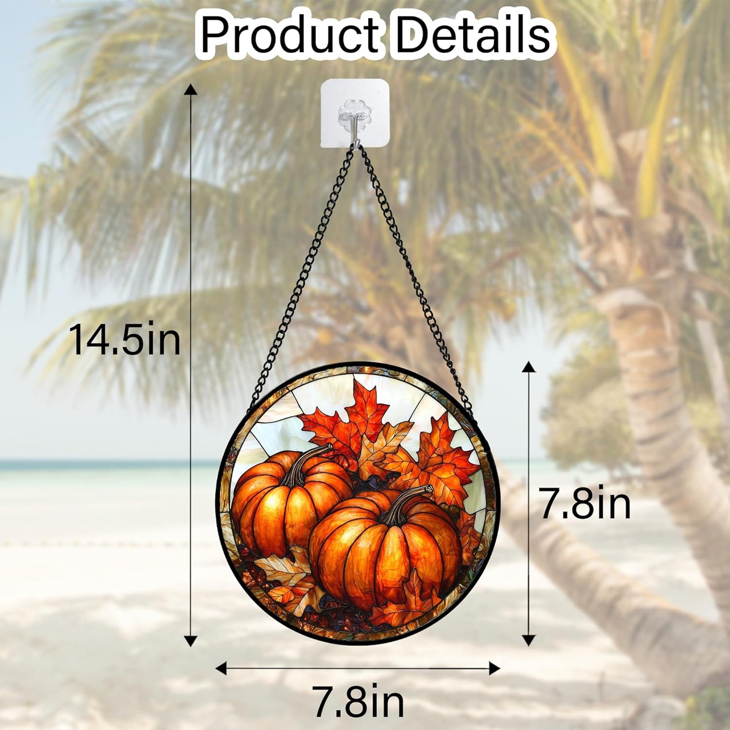 Stained Glass Window Hanging, Pumpkin Maple Leaf Suncatcher for Doors Home Sun Catchers Decoration and Christmas, Mother's Day Birthday Gifts for Women, Men, and Mom 7.8 in