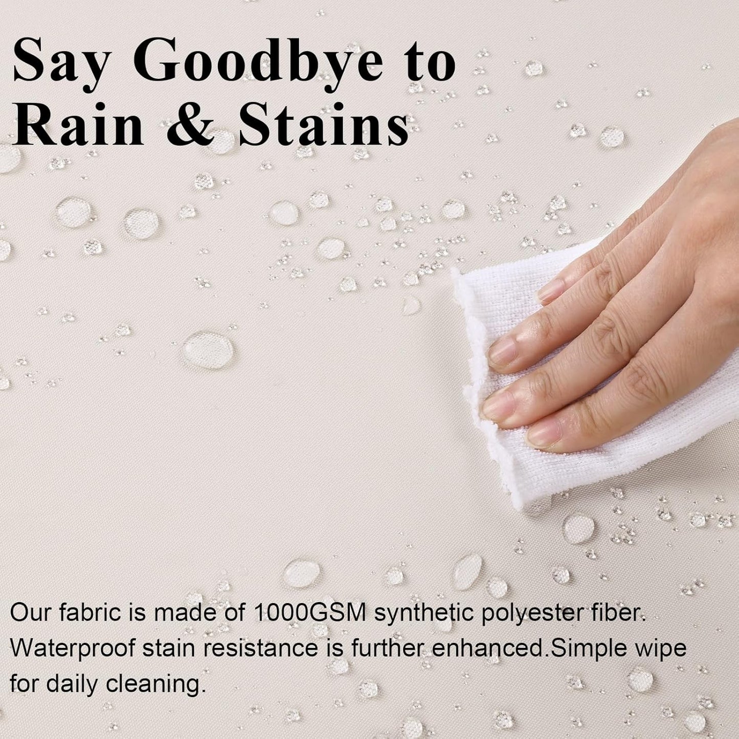 Outdoor Chair Cushions Set of 2 for Patio Furniture 19x19x4 Inch Waterproof Patio Chair Cushion 3 Year Color Fastness Square Elastic Foam Garden Sofa Couch Pads with Ties and Handle,Beige