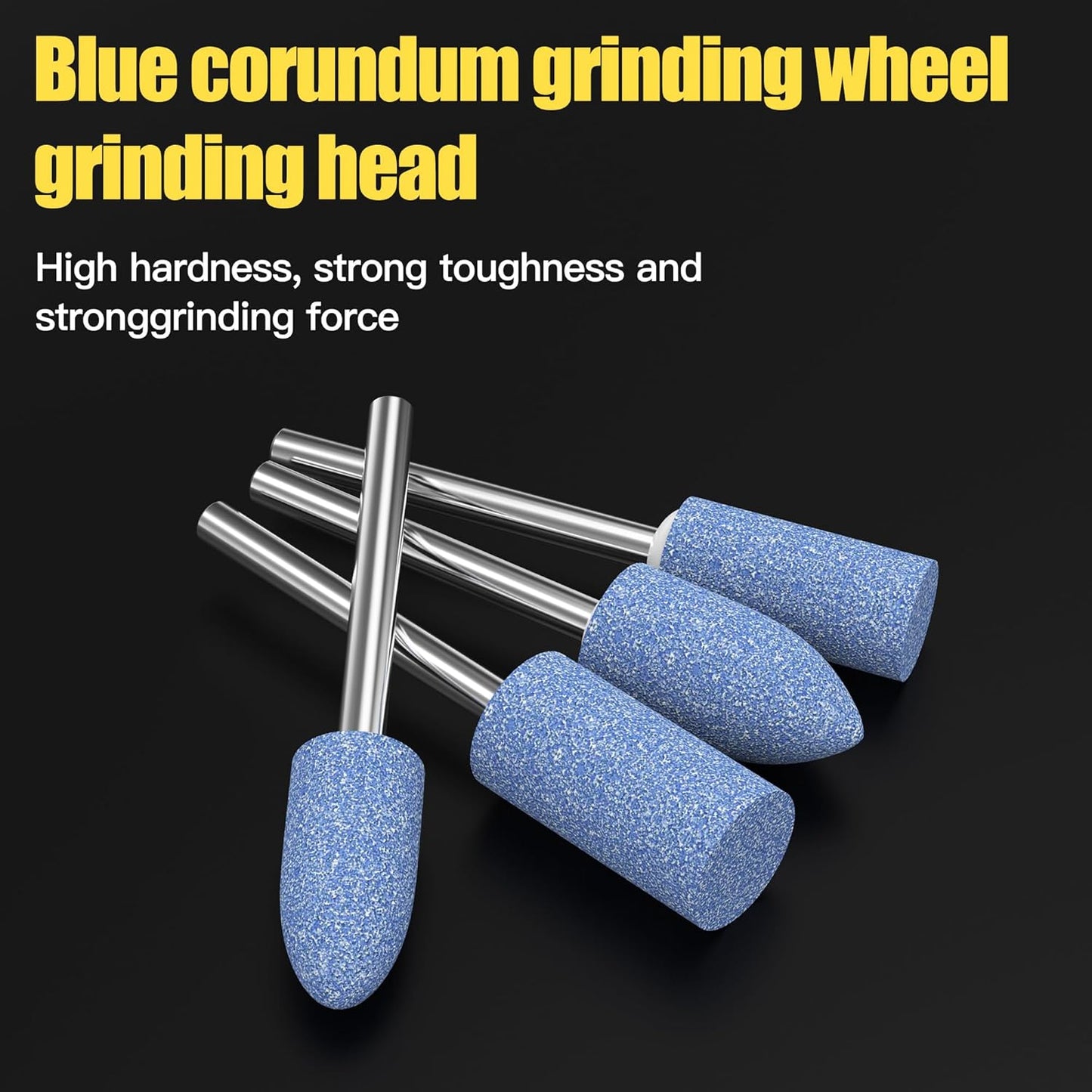HUHAO 6Pcs Rotary Grinding Stone- 3mm Shank Assorted Shape Abrasive Stone Mounted Grinding Point Sharpening Bits for Rotary Tool Drill, Grinding, Polishing