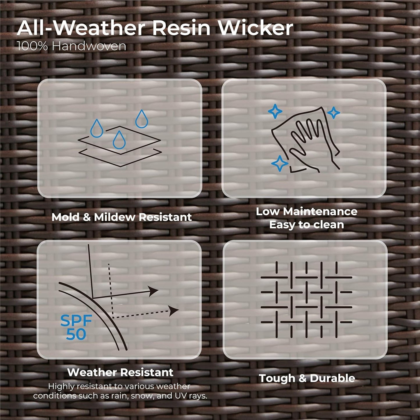 CHITA Patio Wicker Chair, 360° Rocking Swivel Outdoor Rattan Chair with Thickened Cushions for Backyard, Poolside, Garden or Porch