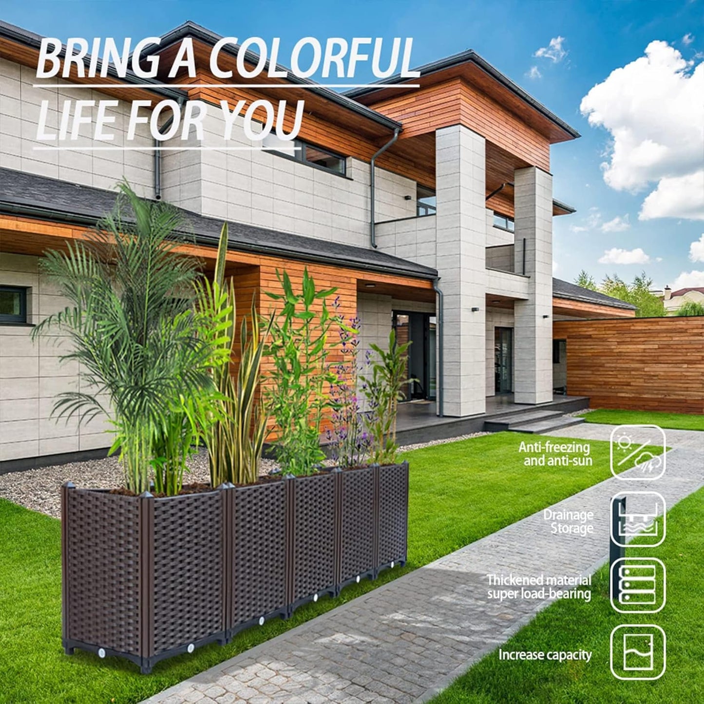 Raised Garden Beds Outdoor for Vegetables, Flowers, Herbs, Garden Box with Drain Outlet, Heat and Frost Resistance Planters 79 X 16 X 21 in