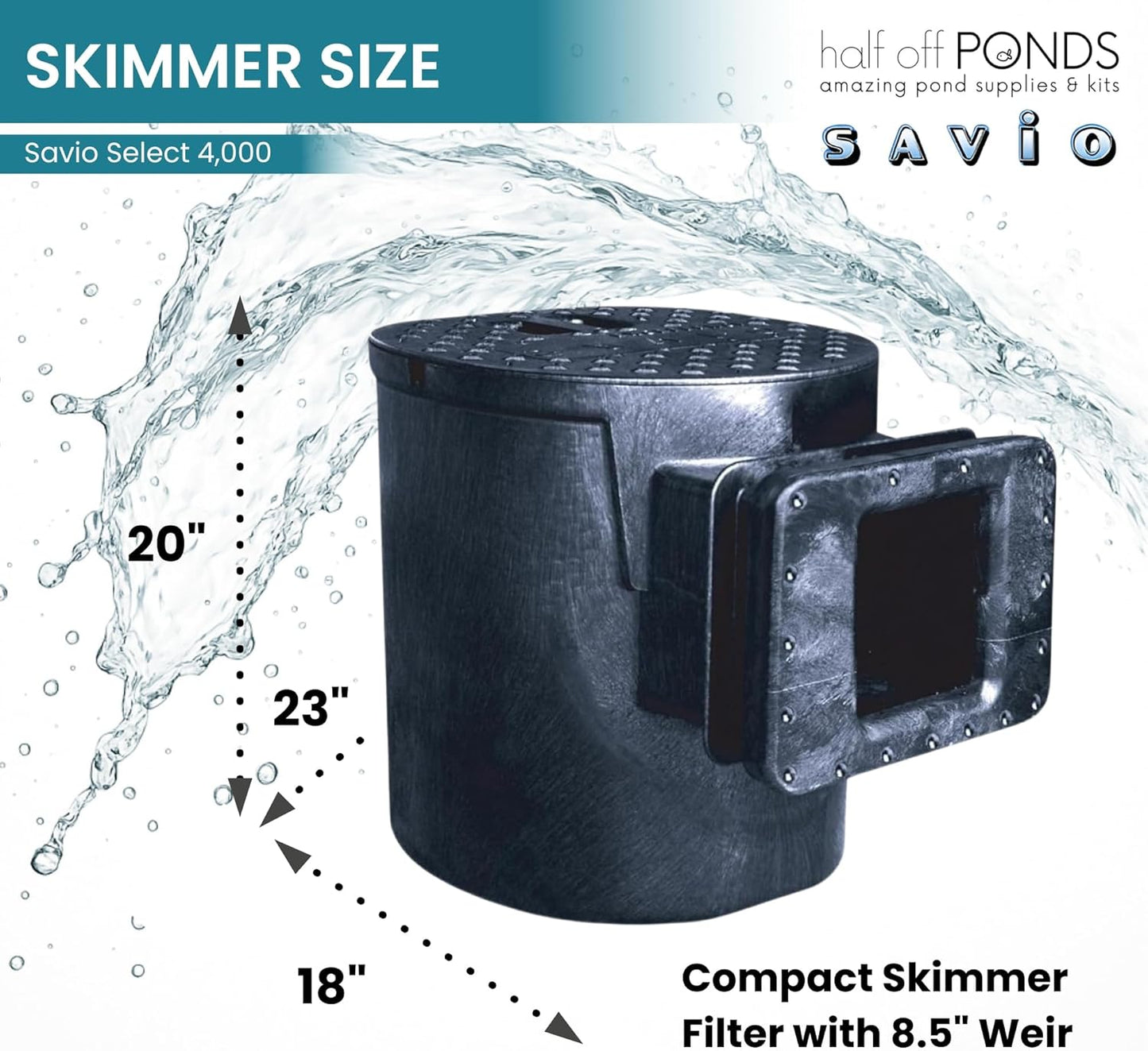 HALF OFF PONDS Savio Select 4,000 GPH Submersible Pump Pond Kit with 15' x 25' PVC Plastic Pond Liner, UV Clarifier for Water Garden & Koi Pond