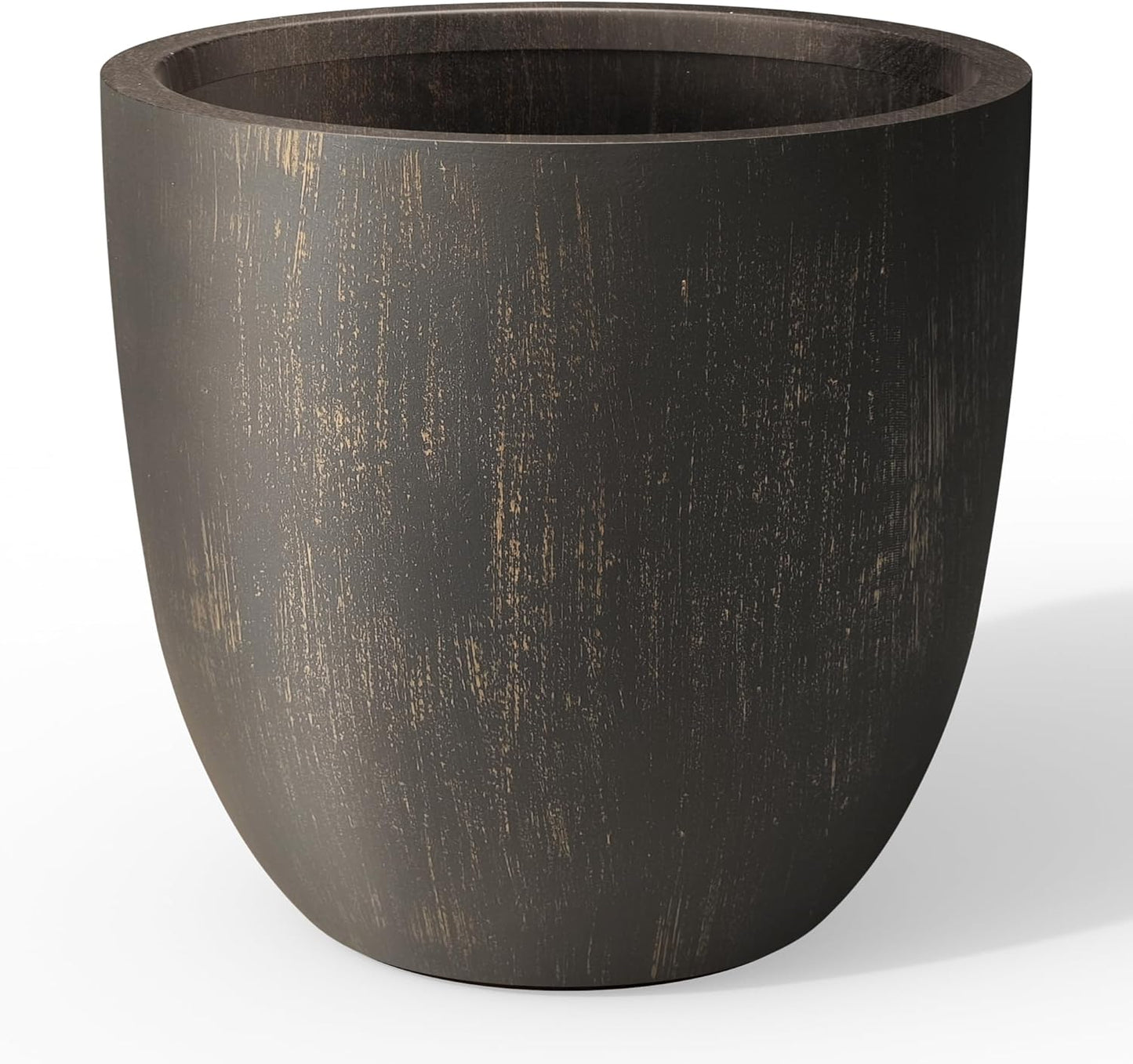 Kante 14 Inch Dia Round Concrete Planter, Indoor Outdoor Large Plant Pot with Drainage Hole and Rubber Plug for Home Patio Garden, Oil Rubbed Bronze