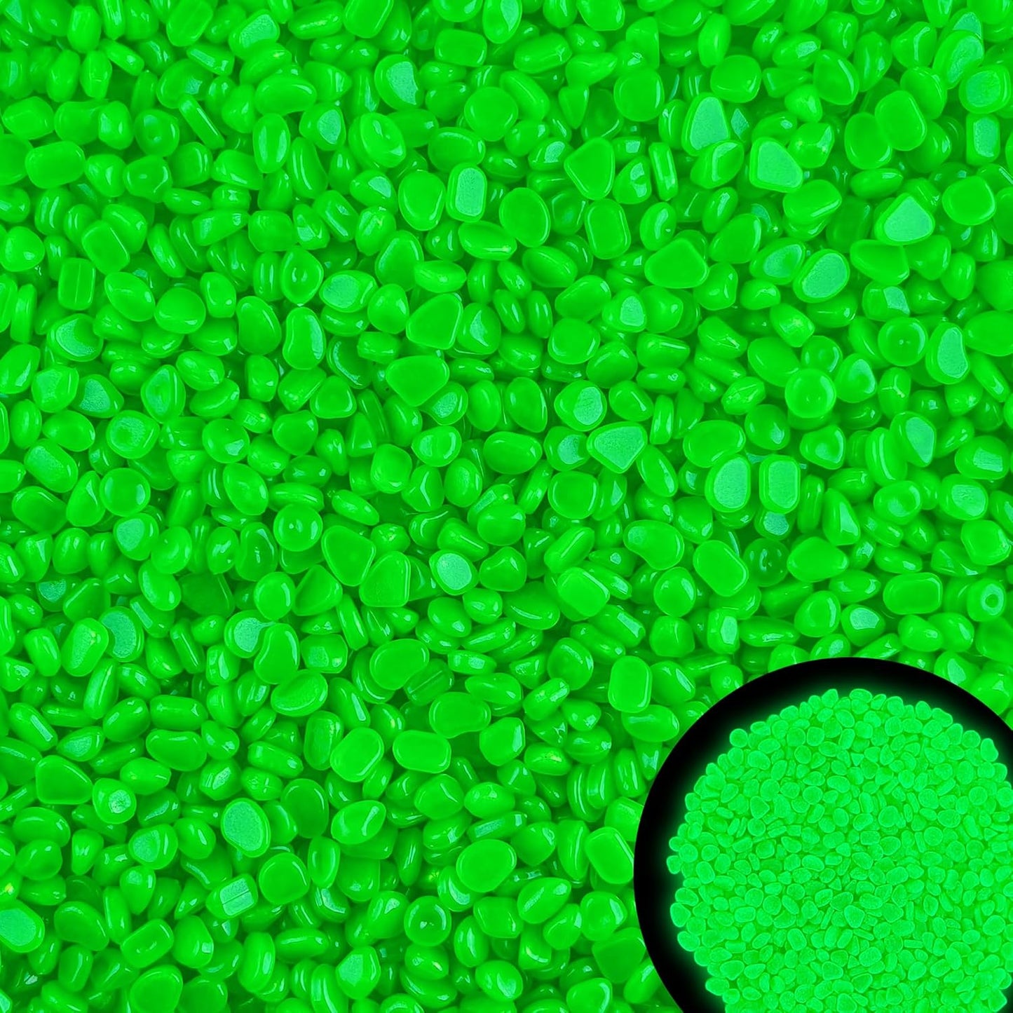 800pcs 5-8mm Green Glow in The Dark Garden Pebbles Stones 5-8mm Luminous Stones Glow in The Dark Rocks Outdoor Glow Pebbles Aquarium Rocks for Garden Path Walkway Yard Fish Tank Plant Pots
