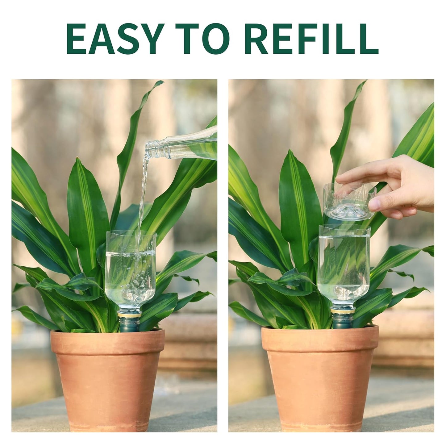 Terracotta Plant Watering Spikes, Bottle Adapter for Self Watering Planter Insert, Vacation Plant Watering Devices, Slow-Release Plant Watering Globes System for Outdoor | Indoor Use, 5-Pack