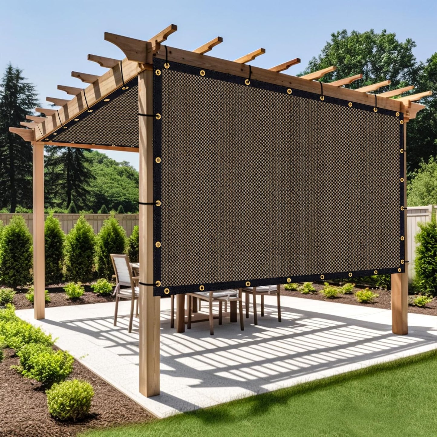 Shade&Beyond Customized Size 19' X 20' Shade Cloth with Grommets, 90% UV Protection UV Protection Mesh Tarp Sun Screens for Patio GN01, Mocha