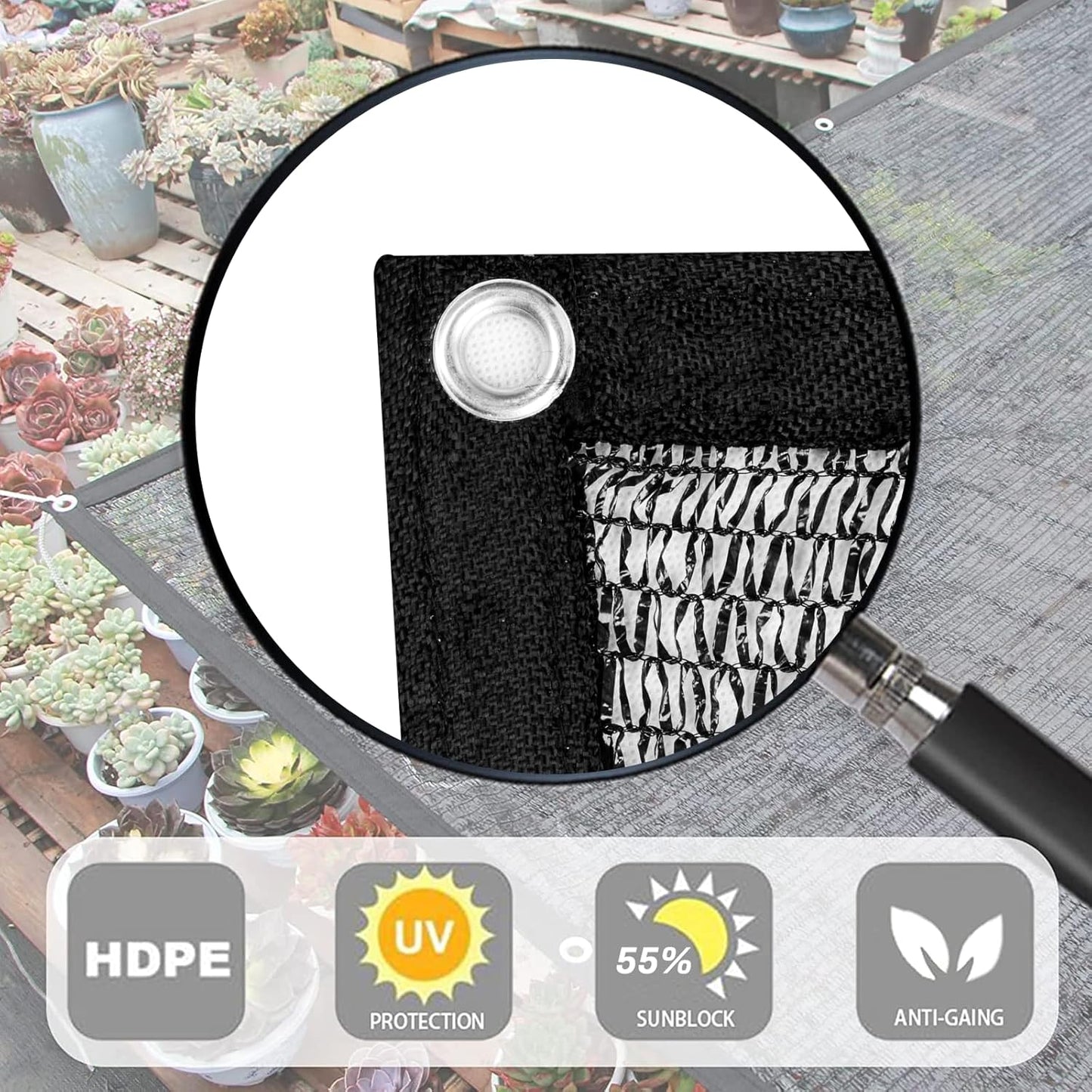 LOVE STORY 10x12FT 55% Black Shade Cloth Sun Shade Net with Grommets Sunblock Net Mesh Tarp for Garden,Plants Cover,Greenhouse and Patio