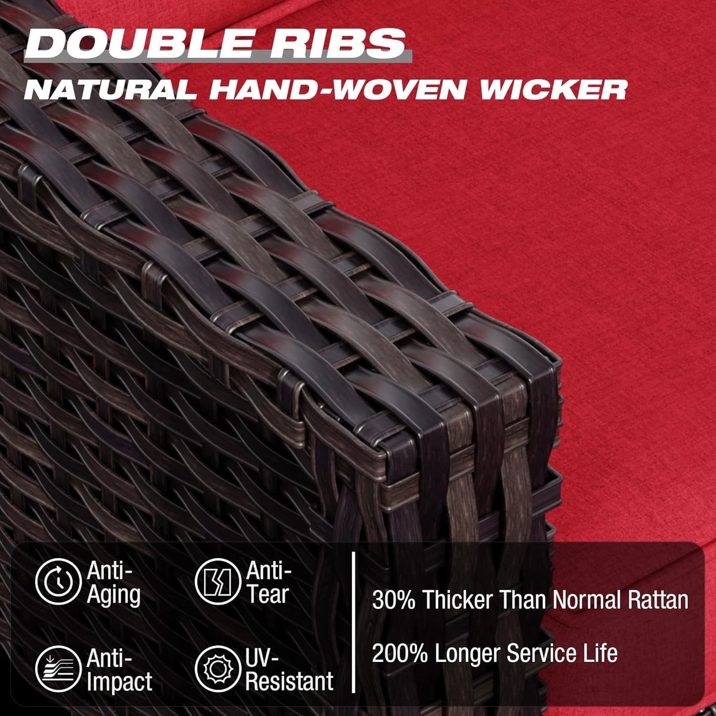 Joyside Swivel Patio Chairs Set of 2, Wicker Patio Furniture with Wide Armrest and Thick Cushions, Upgraded Large Size for Backyard, Garden, Poolside