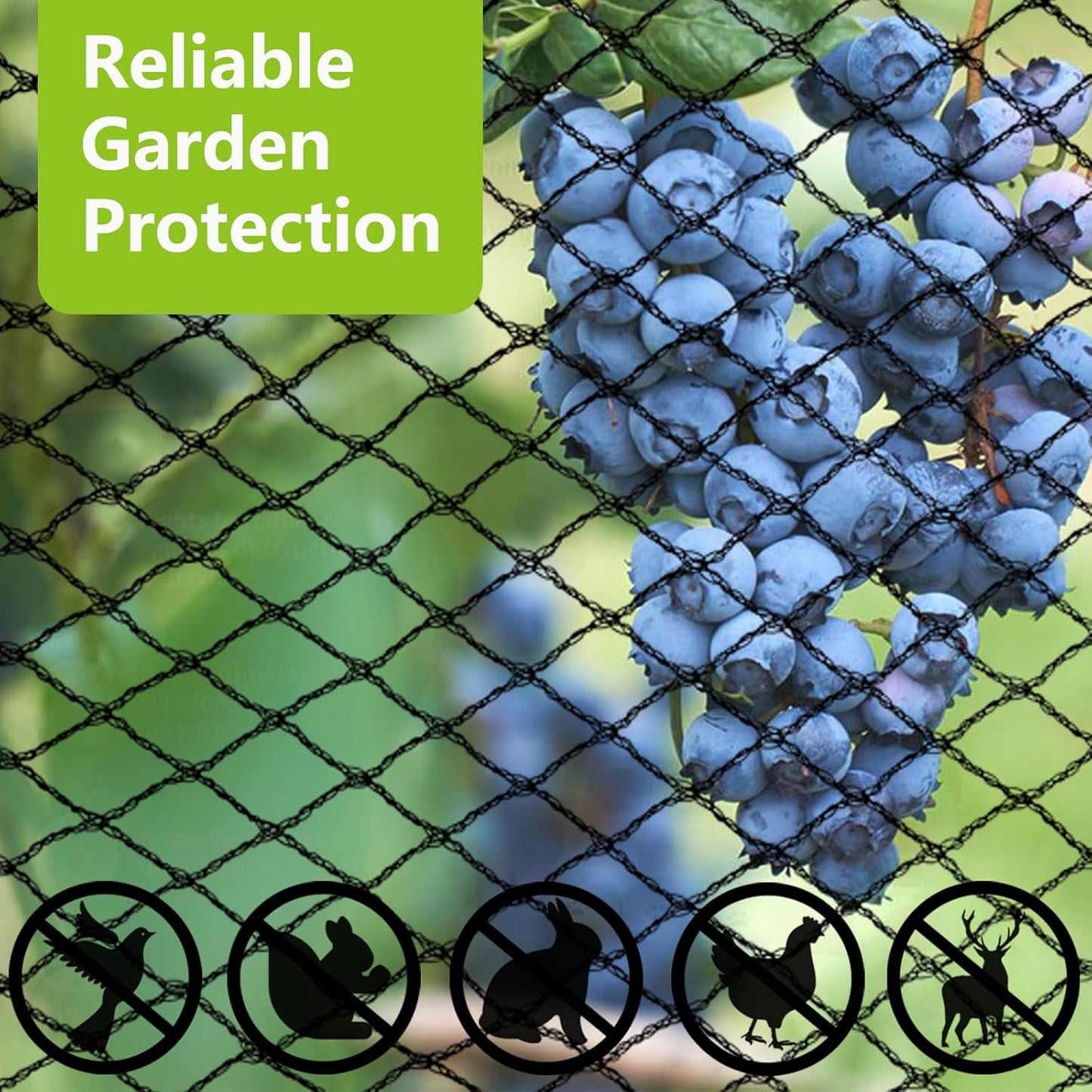 15x40ft Bird Netting for Garden Woven Mesh Garden Netting for Plants, Vegetable, Fruit Trees, Blueberry Bushes, Strawberries Against Birds, Deer, Squirrels and Other Animals