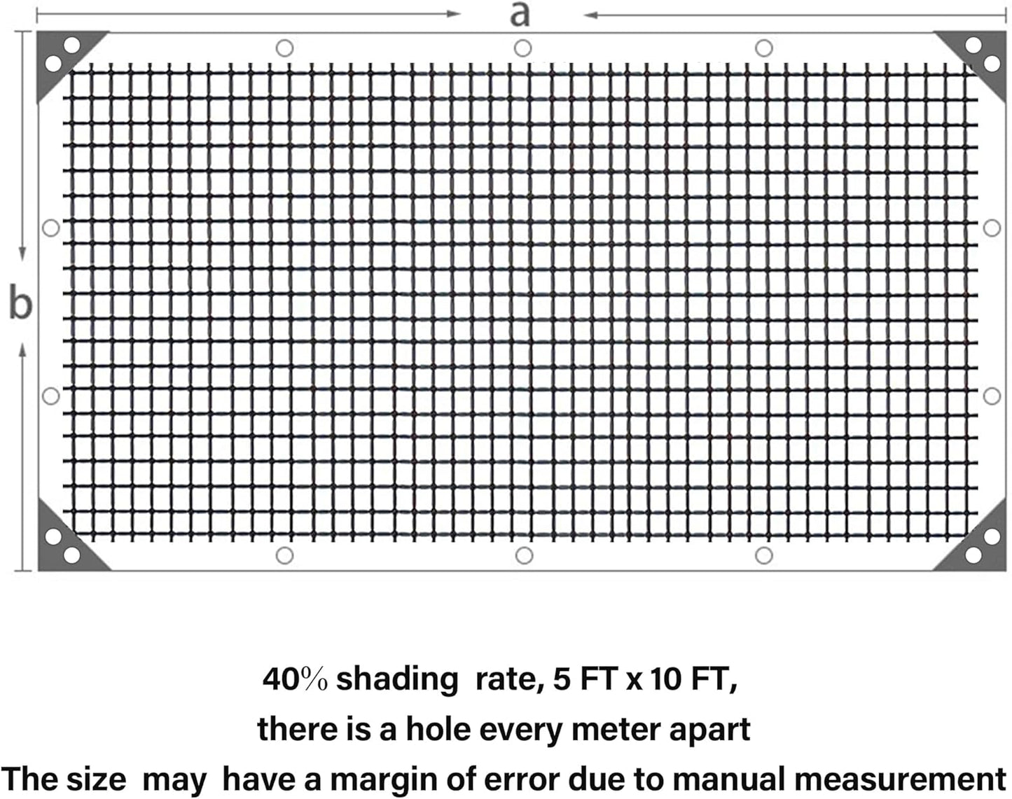 winemana Black Shade Cloth 40%, 5x10 FT Mesh Tarp - Garden Shade for Greenhouse, Patio, Vegetables, Plants Cover and Chicken Coops, Sun Shade Net for Outdoor Protection with Reinforced Grommets