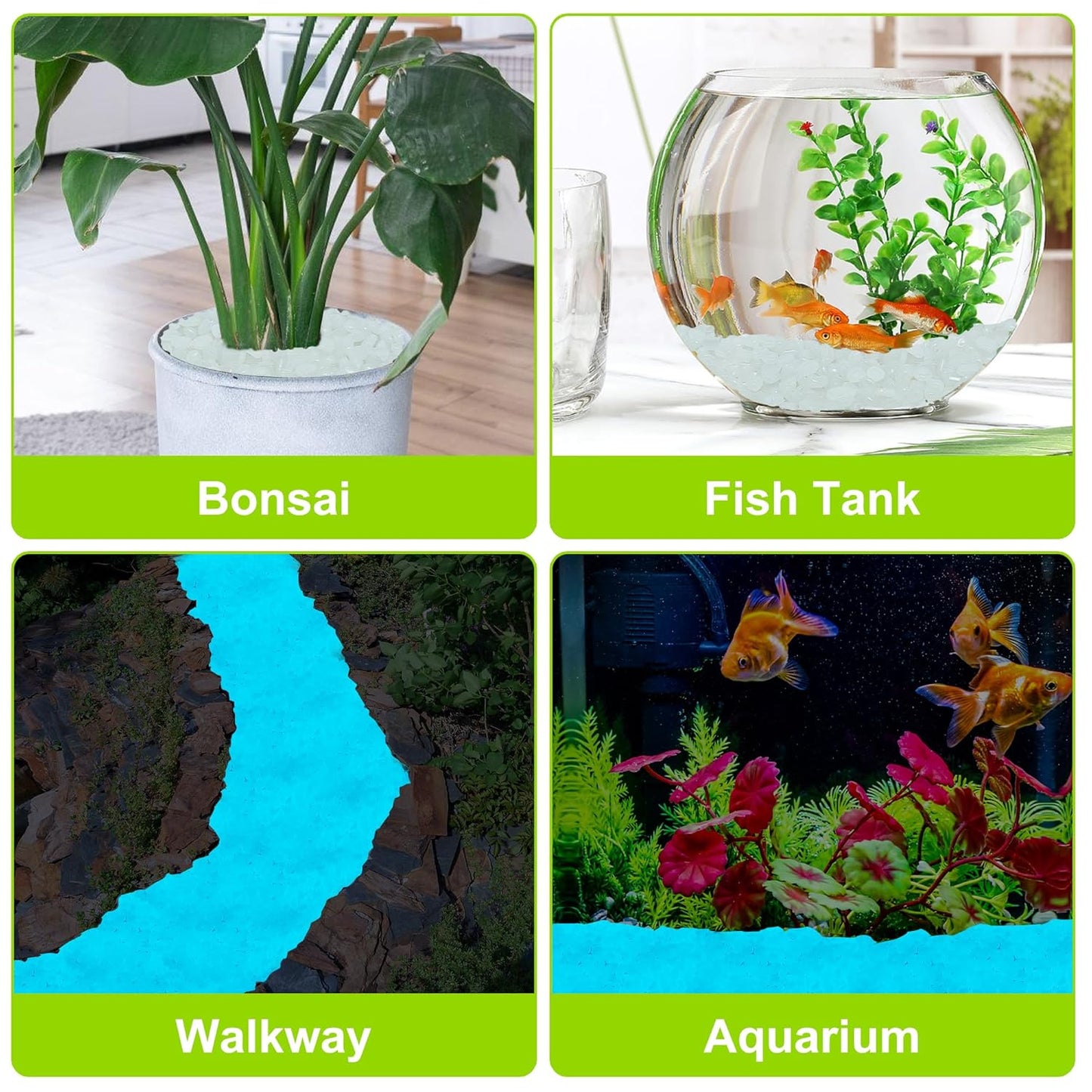 6000pcs 5-8mm White Luminous Stones Glow in The Dark Garden Pebbles Stones Glow in The Dark Rocks Outdoor Glow Pebbles Aquarium Rocks for Garden Path Walkway Yard Fish Tank Plant Pots