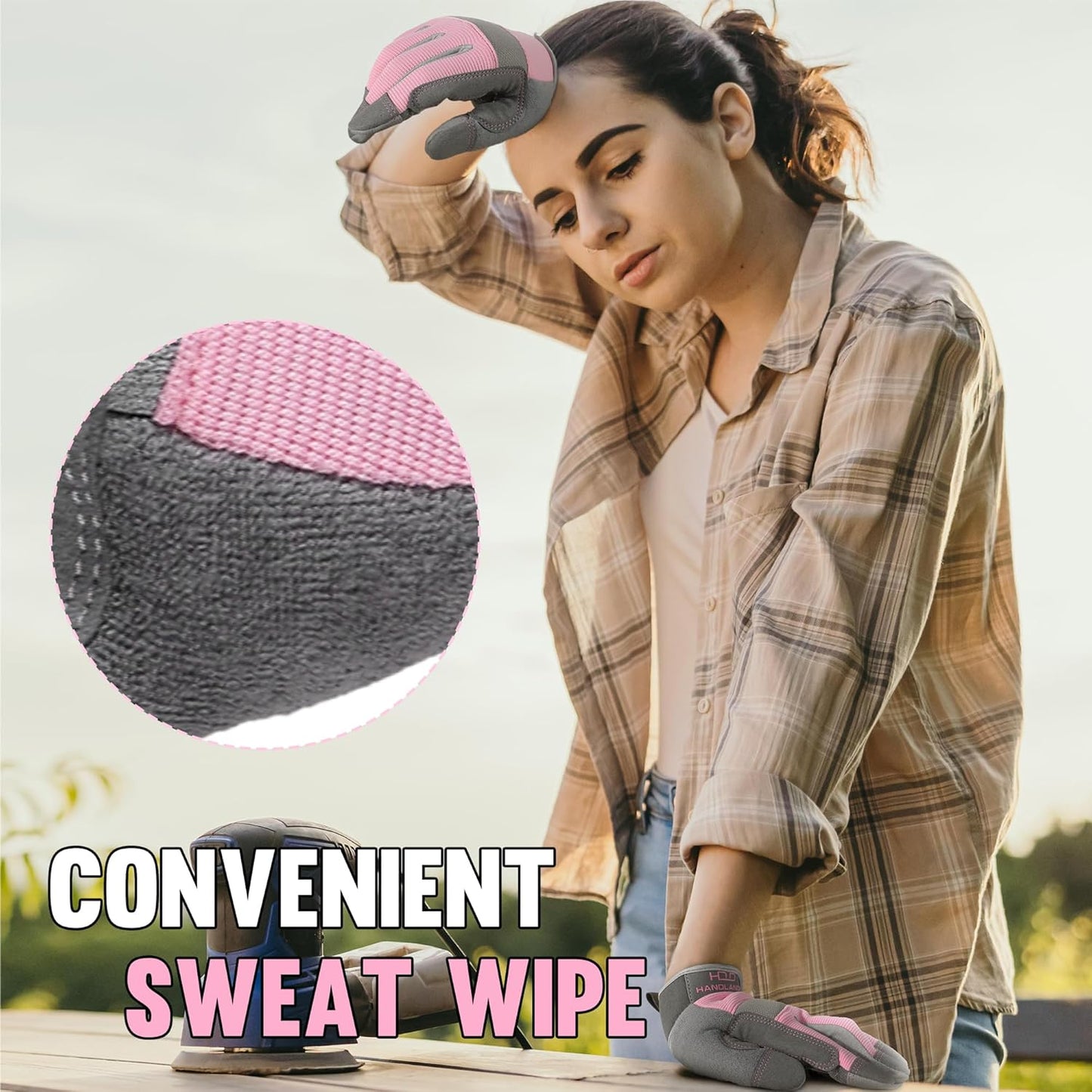 HANDLANDY Women Safety Work Gloves Utility Touch Screen Working Grip Glove for Yardwork Gardening Breathable Mechanic Gloves