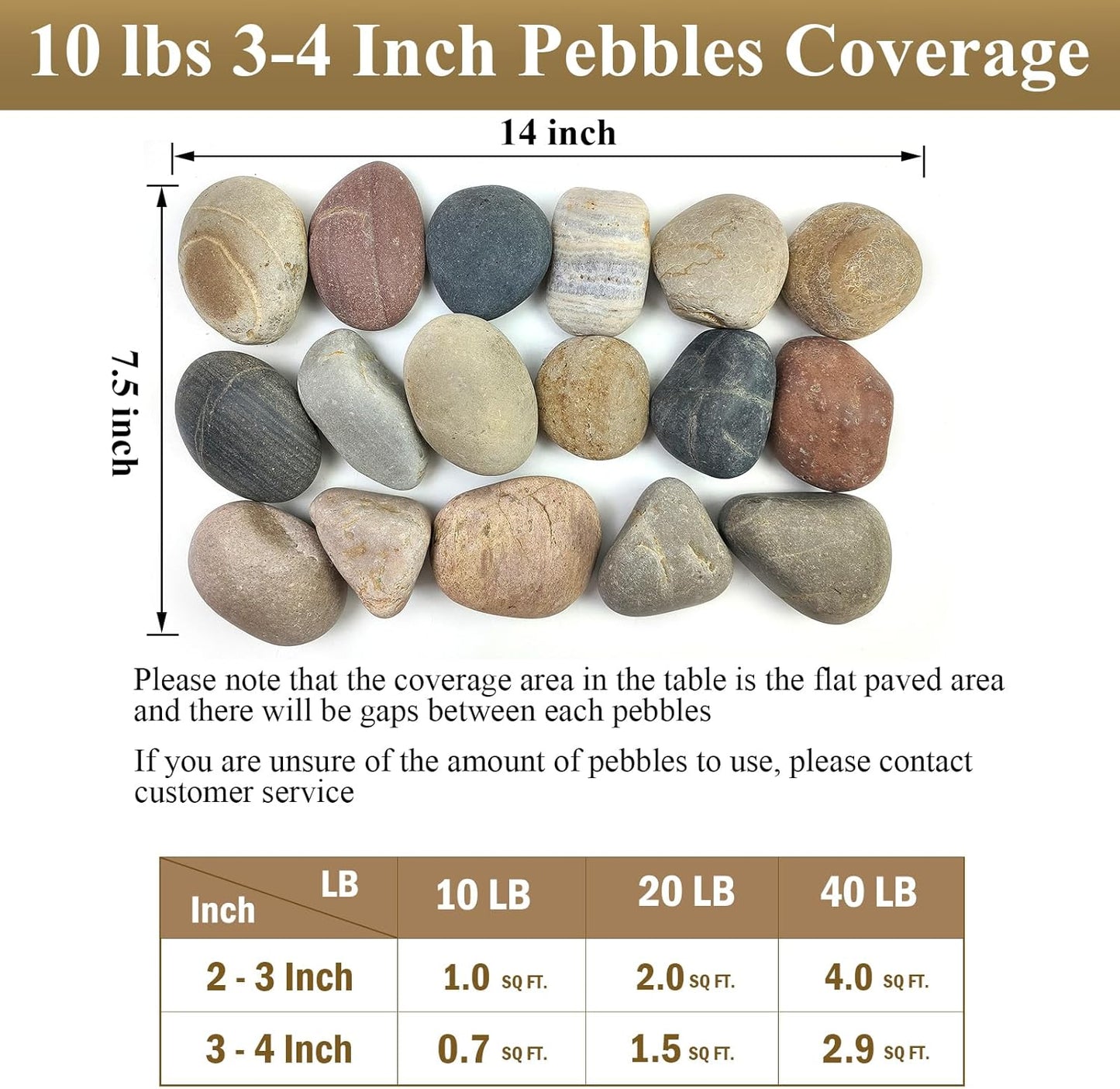 20 lbs Large River Rocks for Outdoor Landscaping, 3-4 Inch Decorative Pebbles for Landscaping Garden Yard Paving Fish Tank Plant Crafting Walkways and Painting