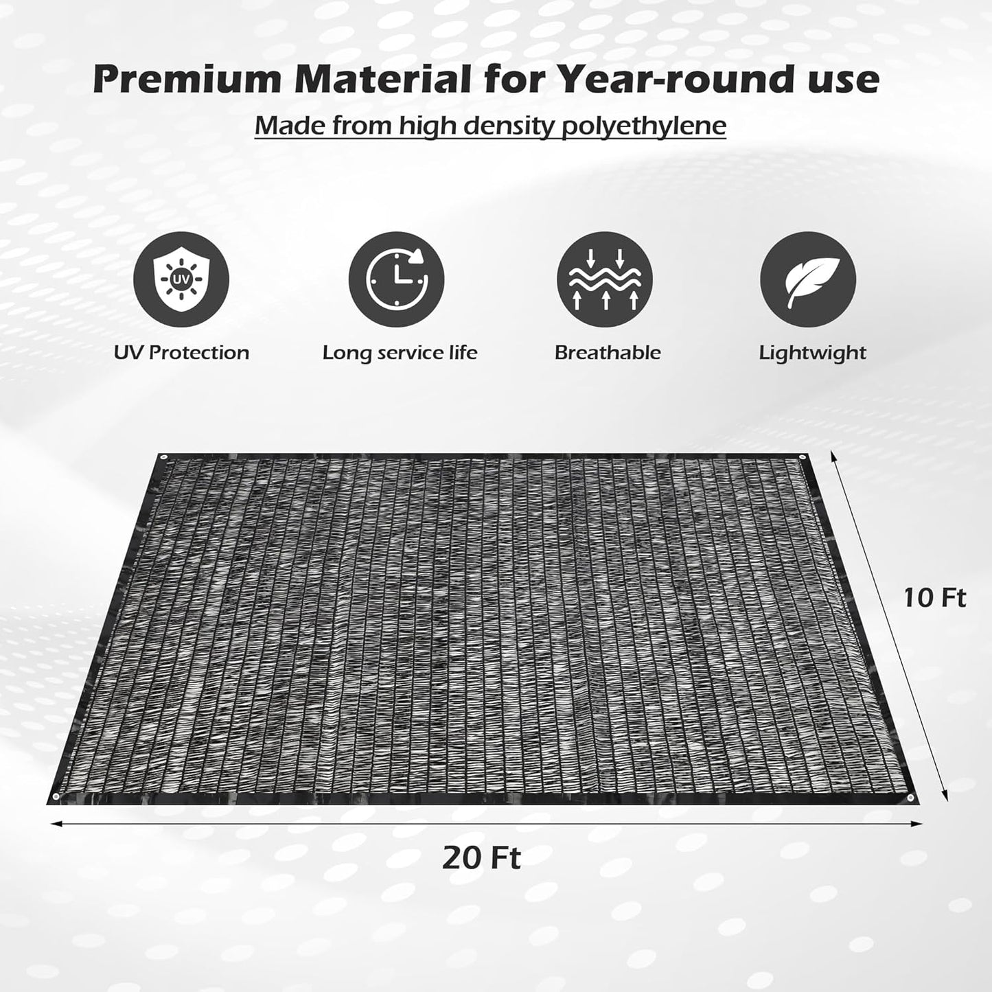 Garden expert 50% Sun Shade Cloth 10x10ft Mesh Tarp with Grommets for Plant Cover Patio Canopy Garden Pergola Greenhouse Car Barn Kennel Black