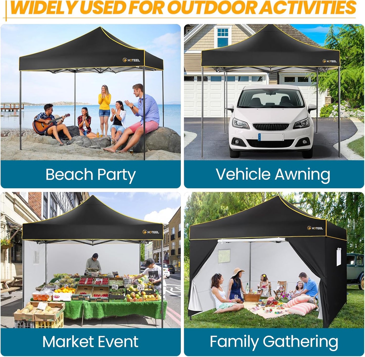 COBIZI 10x10 Heavy Duty Pop up Canopy with 4 Removable Sidewalls, Canopy Tent with Portable Bag, Ez Pop up Tent Commercial Gazebo Waterproof Sunshade for All Weather Party Camp Stall Patio