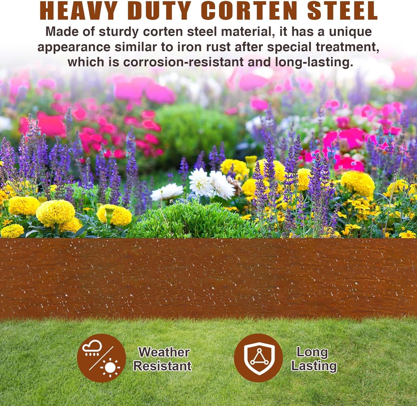 40" L X 6" H Corten Steel Landscape Edging,6 Pack Landscape Edging with 7 Clips and Gloves,Garden Edging Border for Lawn, Flower Bed, Yard (Rust-Colored)