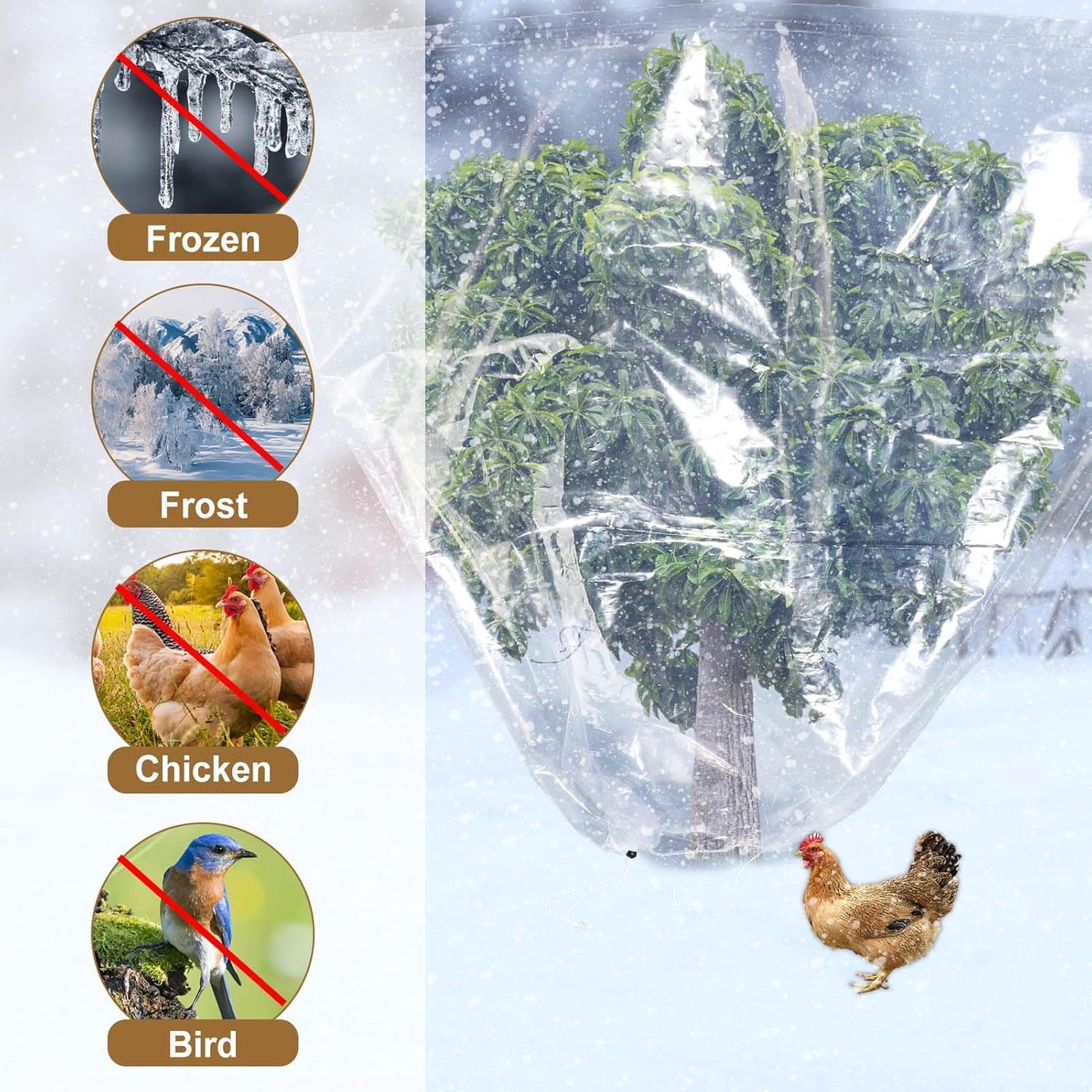 ANPHSIN 2 Pcs Extra Large Winter Plant Cover Freeze Protection - 70.8" x 82.7" Plastic Plant Frost Bags with Drawstring, Waterproof Plant Shelter Coverings for Outdoors Garden Shrubs Palm Fruit Trees