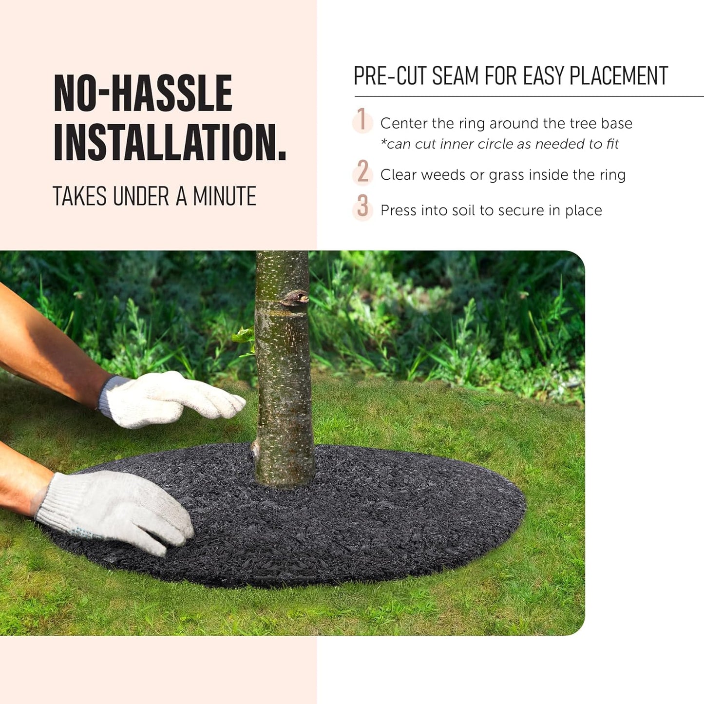 Rubberific 36" Recycled Rubber Mulch Tree Ring Easy Install Looks Like Real Mulch 3 Pack - Brown