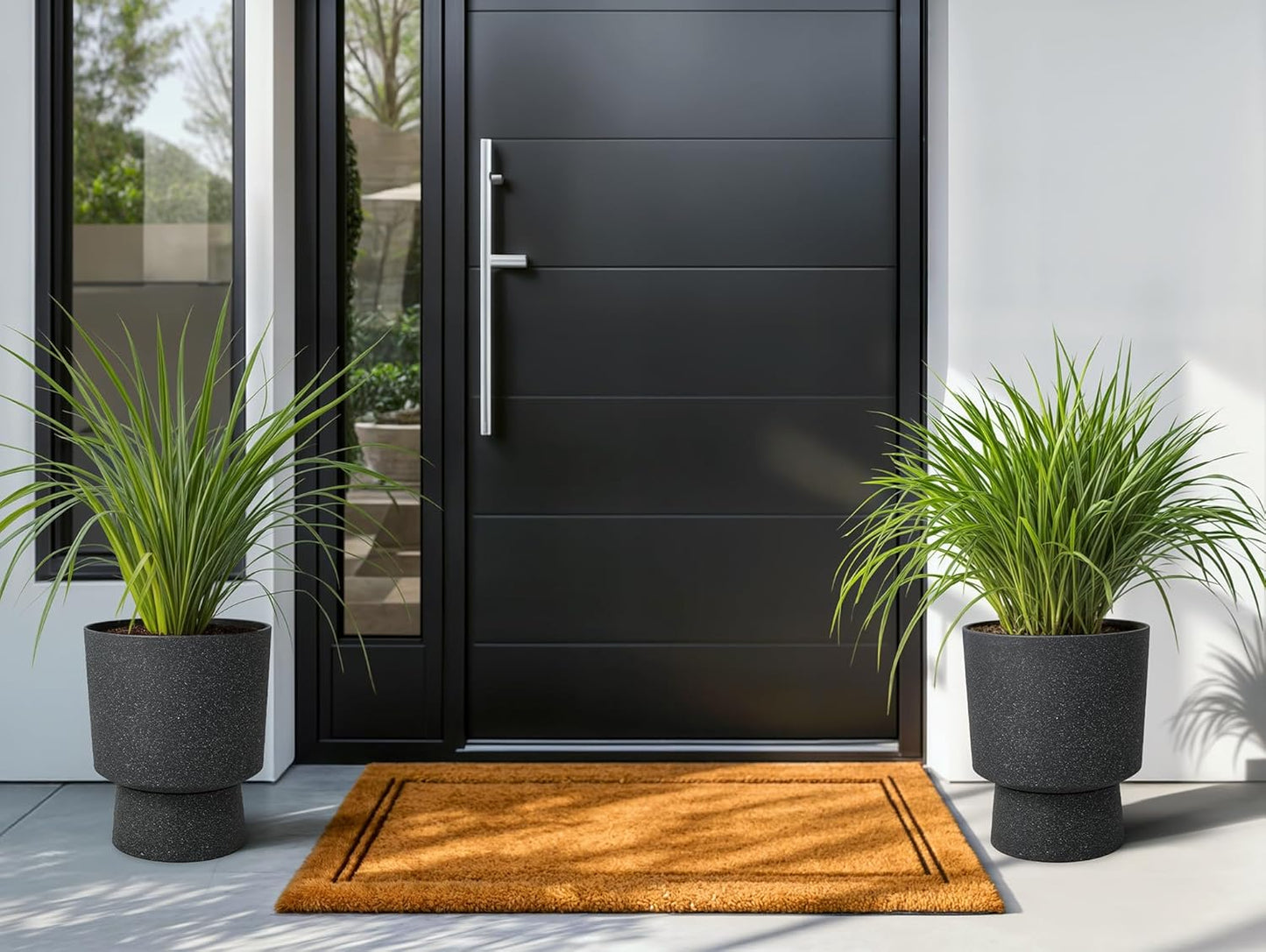 16.75"H Urn-Style Tall Planters, 2-Pack Modern Large Flower Pots for Outdoor Indoor, 2-in-1 Design Plant Containers for Garden Patio Yard Balcony Porch or Home Decor, White Terrazzo, UV-Protect