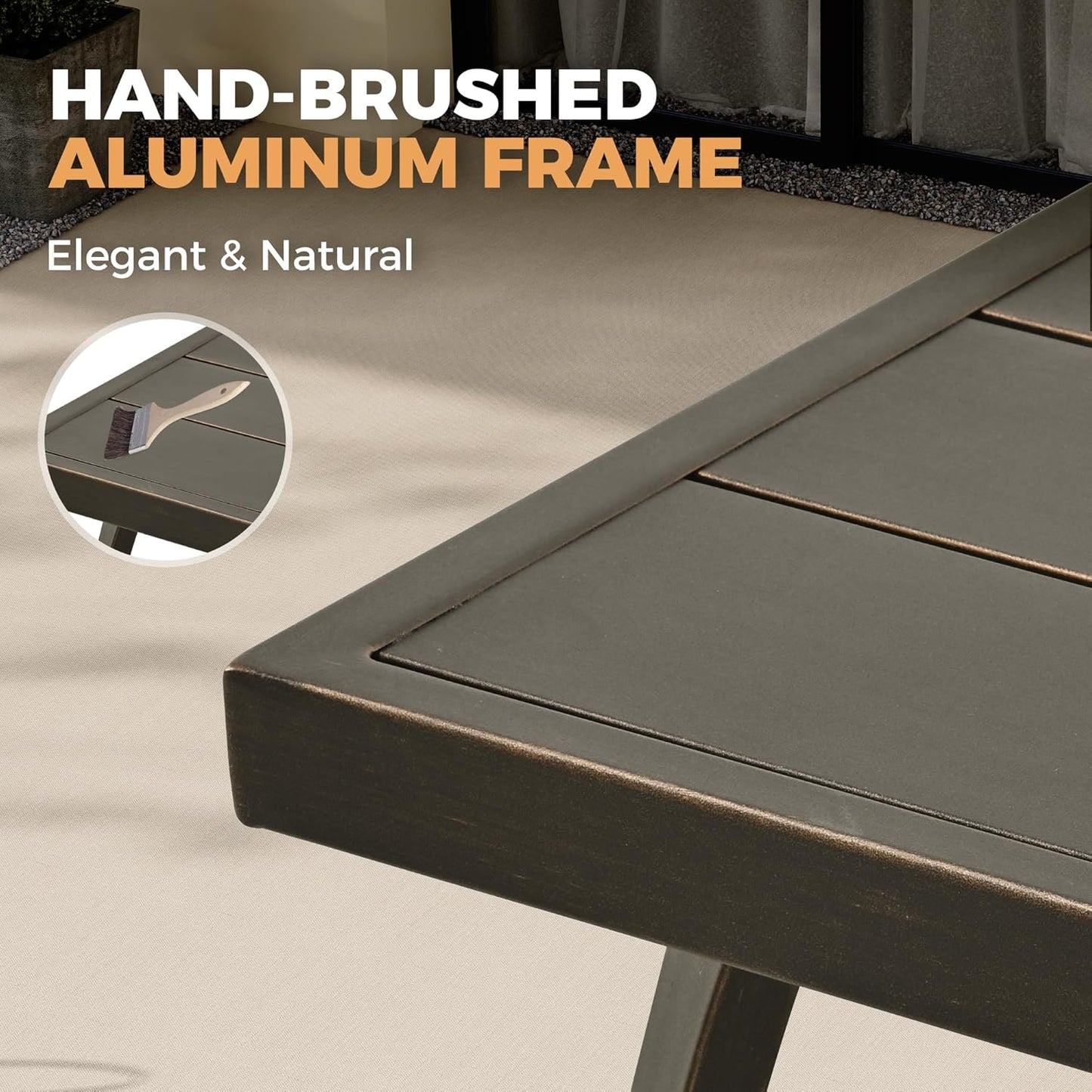 HAPPATIO Outdoor Dining Table for 8, Aluminum Rectangle Outdoor Dining Table with Umbrella Hole, All-Weather Aluminum Patio Dining Table for Garden Yard Poolside, Only Table, Black