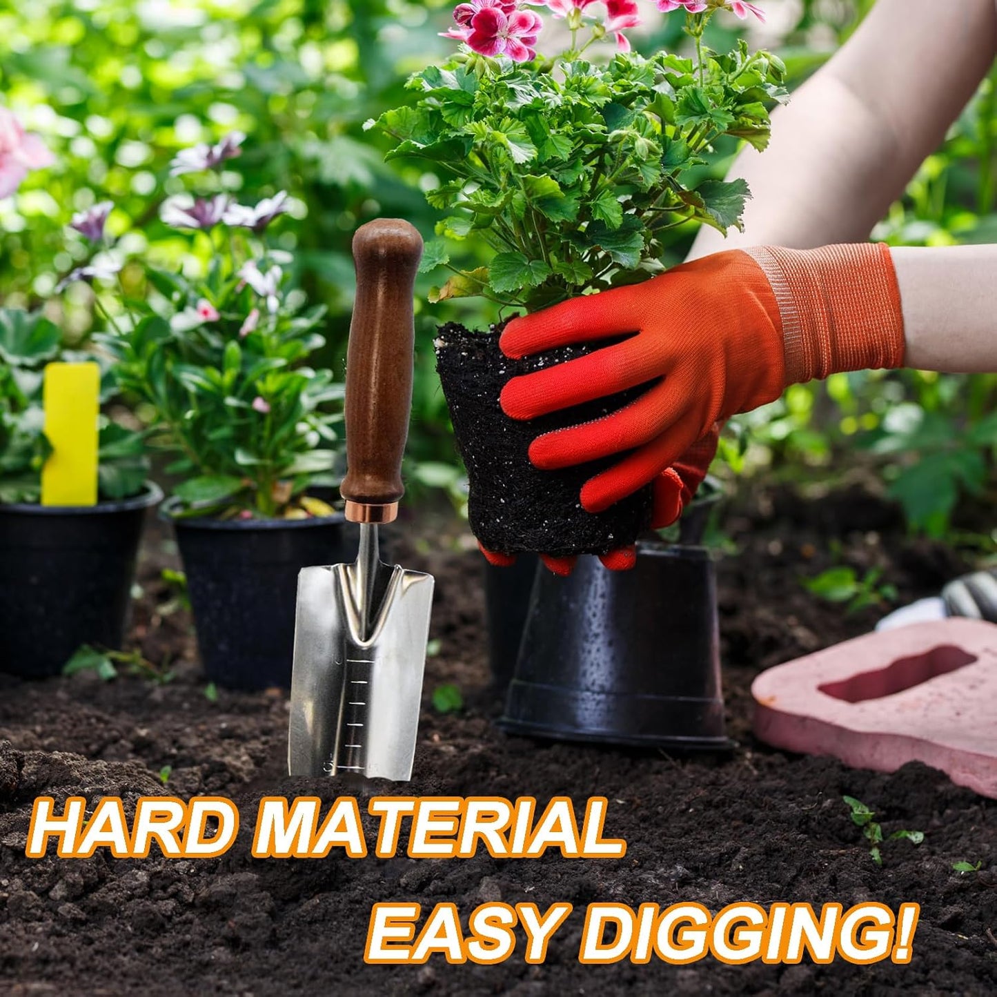 Gardening Tools-Garden Handle Tools Flower Spade Digging Loosening Hand Rake Weed Puller Garden Tools Make Ideal Gifts for Gardening Enthusiast(5Set)