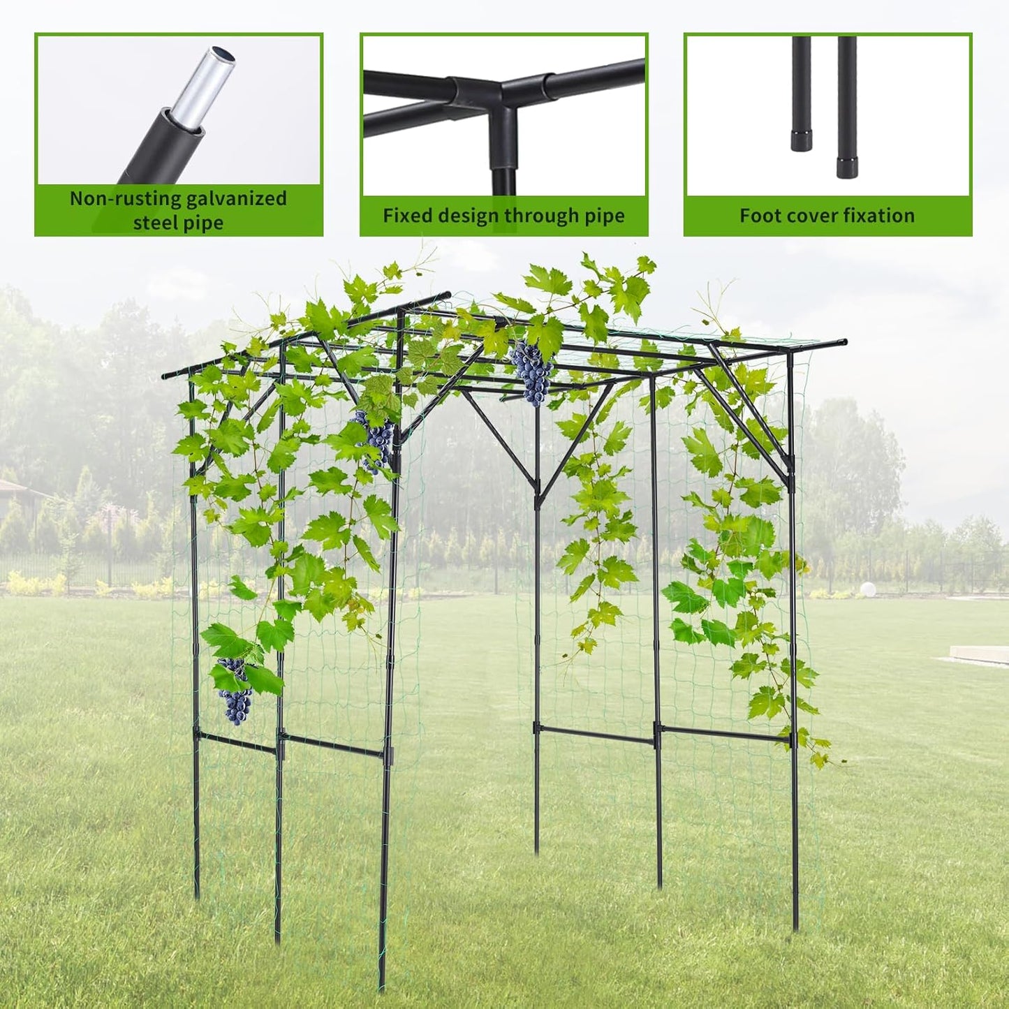 Lalahoni Large Garden Arch Trellis for Climbing Plants Outdoor, 78x78 inches Plastic-Coated Metal Grape Vine Support Arch Arbor Tall Trellis Yard Patio Lawn Yard Garden Decoration, Lightweight