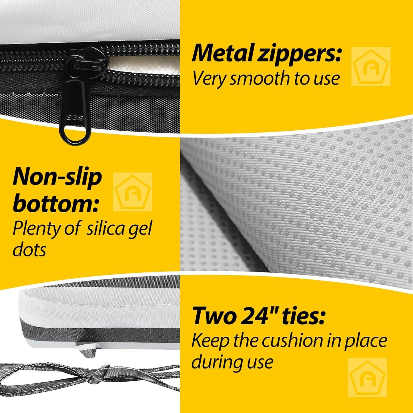 AAAAAcessories Outdoor Seat Cushions for Chairs, Waterproof, Fade-Resistant Patio Furniture Replacement Cushions, 20" x 20" x 3", Set of 2, Gray Cabana Stripe