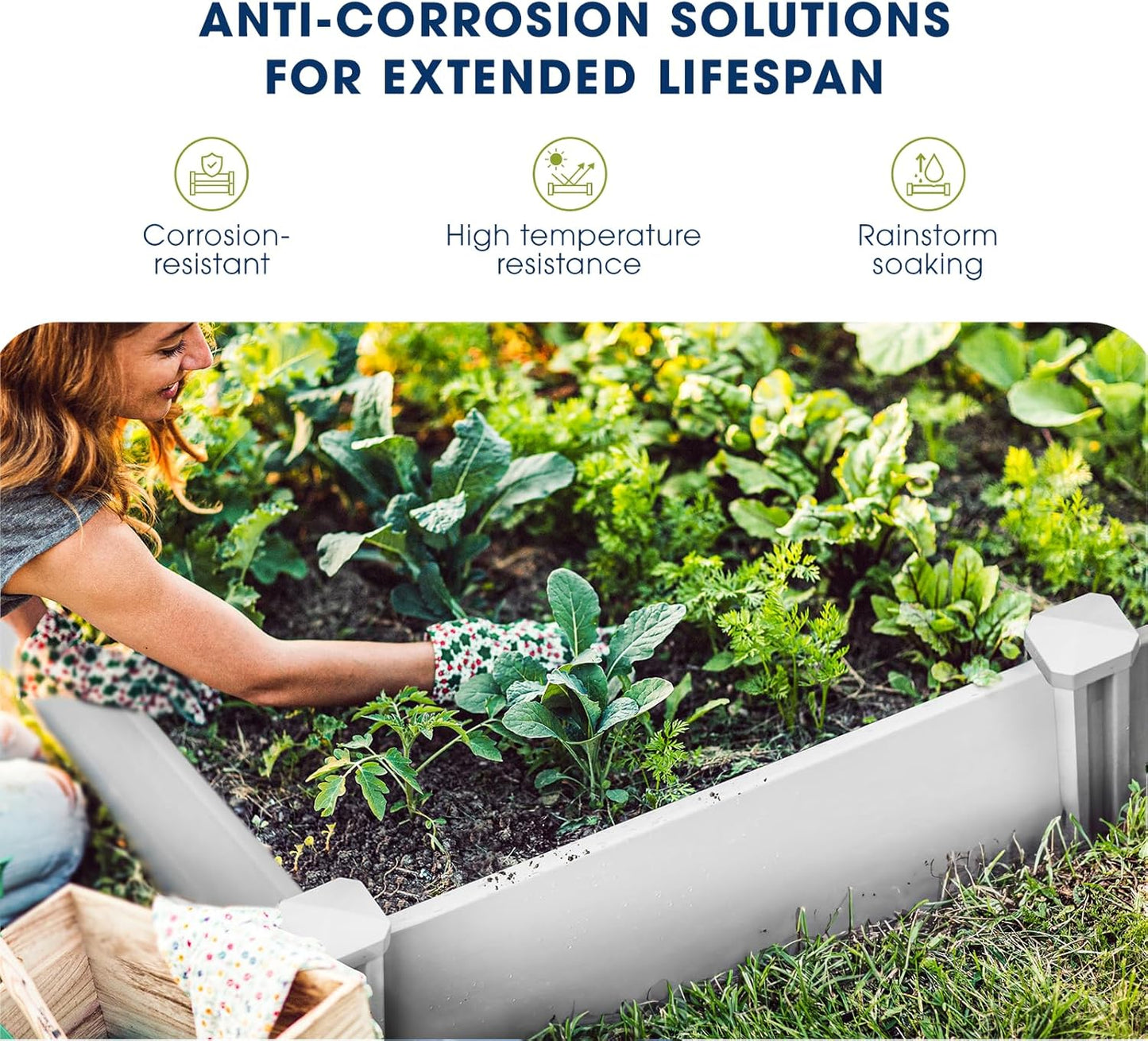 PASAMIC Durable Vinyl Raised Garden Bed, 4x4x1ft Raised Bed for Gardening, Planter Box with Open Bottom, Raised Garden Bed Outdoor, DIY Above Ground Garden Bed for Fruit, Vegetables, Herbs