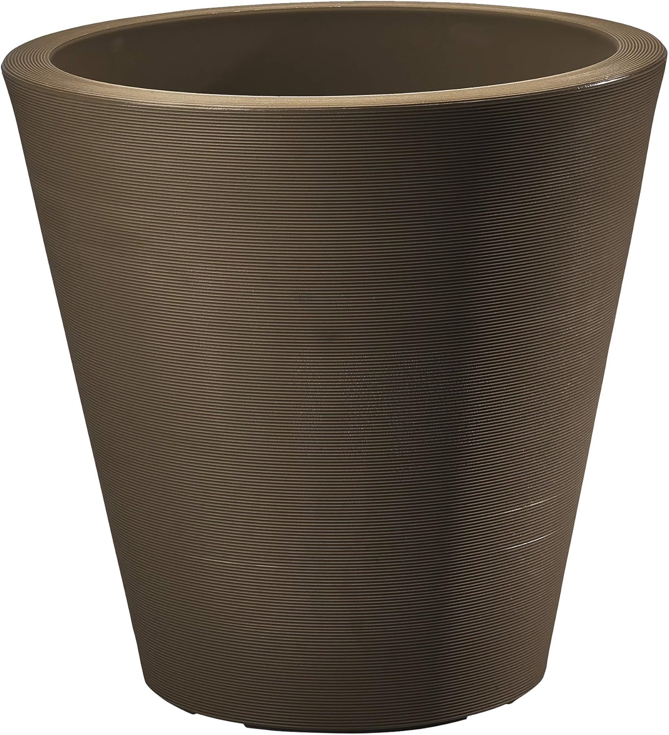 Crescent Garden Madison Planter– Weather-Resistant, Double Walled Indoor/Outdoor Plant Pot with Drain Hole – Durable All-Season Flower Container, 16" W (Mocha)