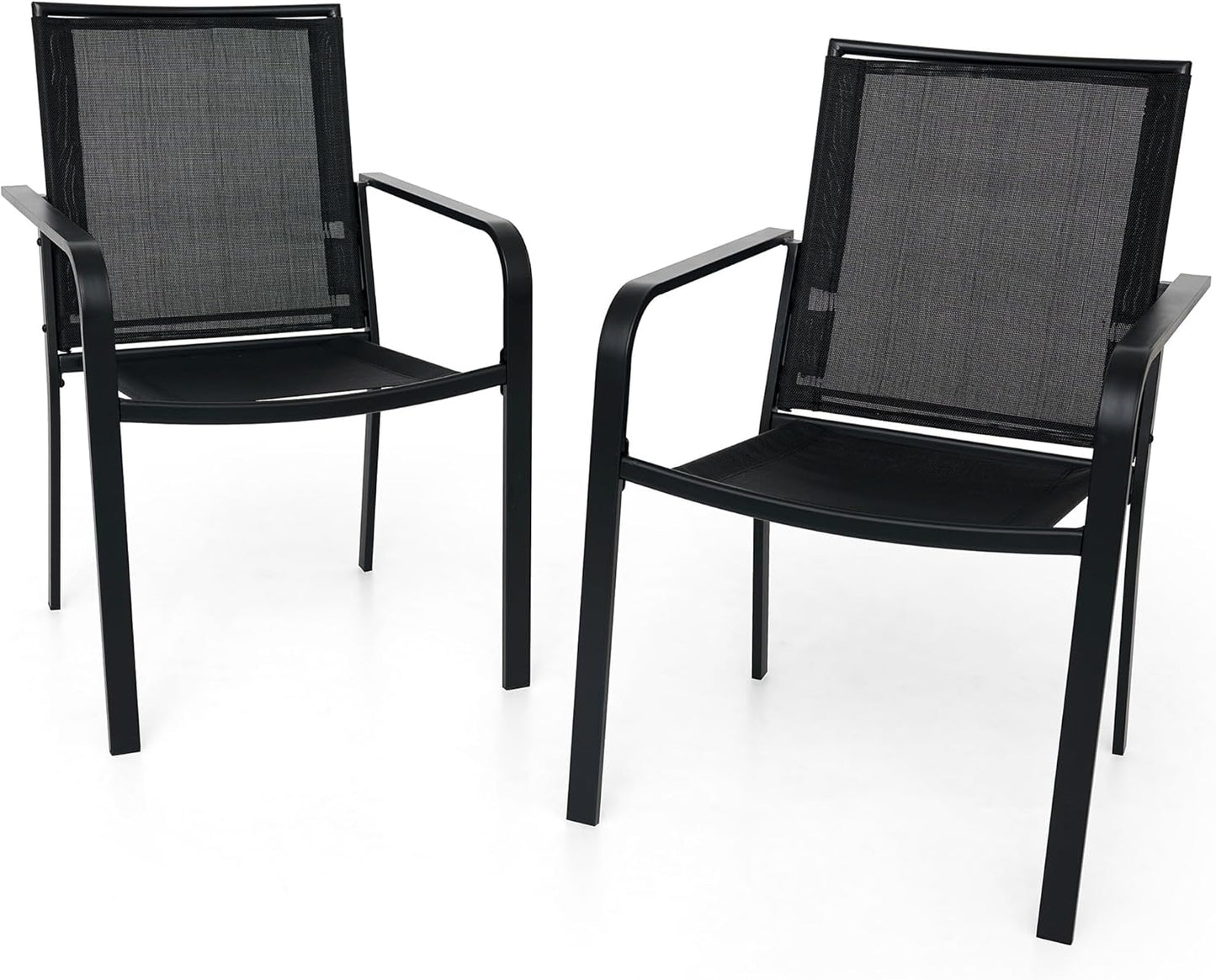 3-Piece Outdoor Bistro Set, 23.5 Folding Table and 2 Stackable Mesh Chairs, Black