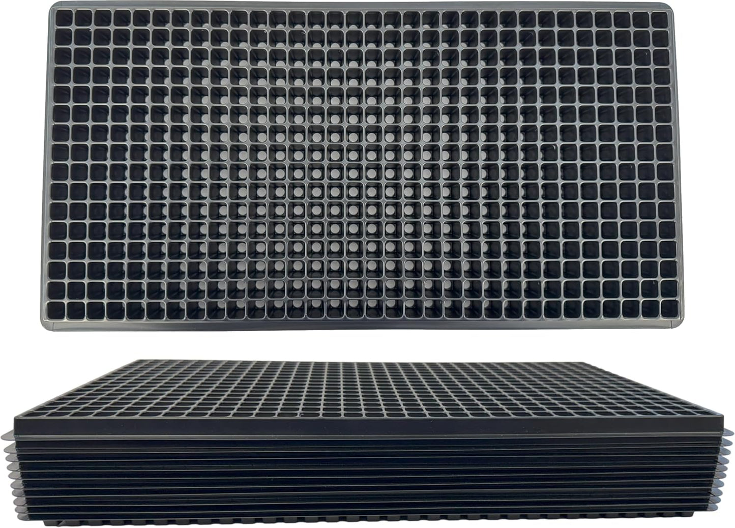 512 Cell Seedling Plastic Nursery Trays, 10 Pack, Thick Durable Germination Plug Trays, 5120 Cells Reusable Plant Propagation