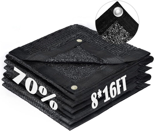 LOVE STORY 8x16FT 70% Black Shade Cloth Sun Shade Net with Grommets Sunblock Net Mesh Tarp for Garden,Plants Cover,Greenhouse and Patio
