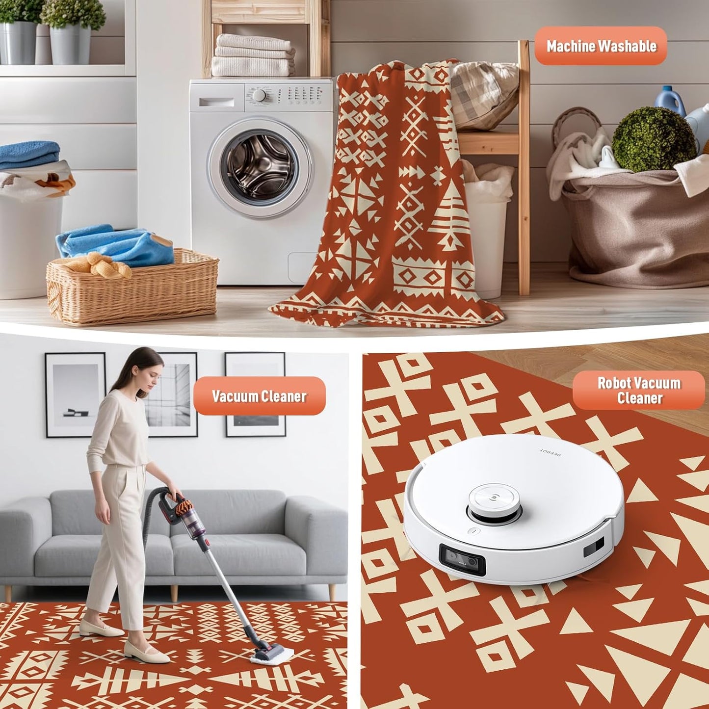 WILDROOTS 6x9 Feet Plastic Exotic Red Outdoor Rug, Stain Resistant Waterproof Reversible Outdoor Patio Rug, Fade Resistant Camping Rug