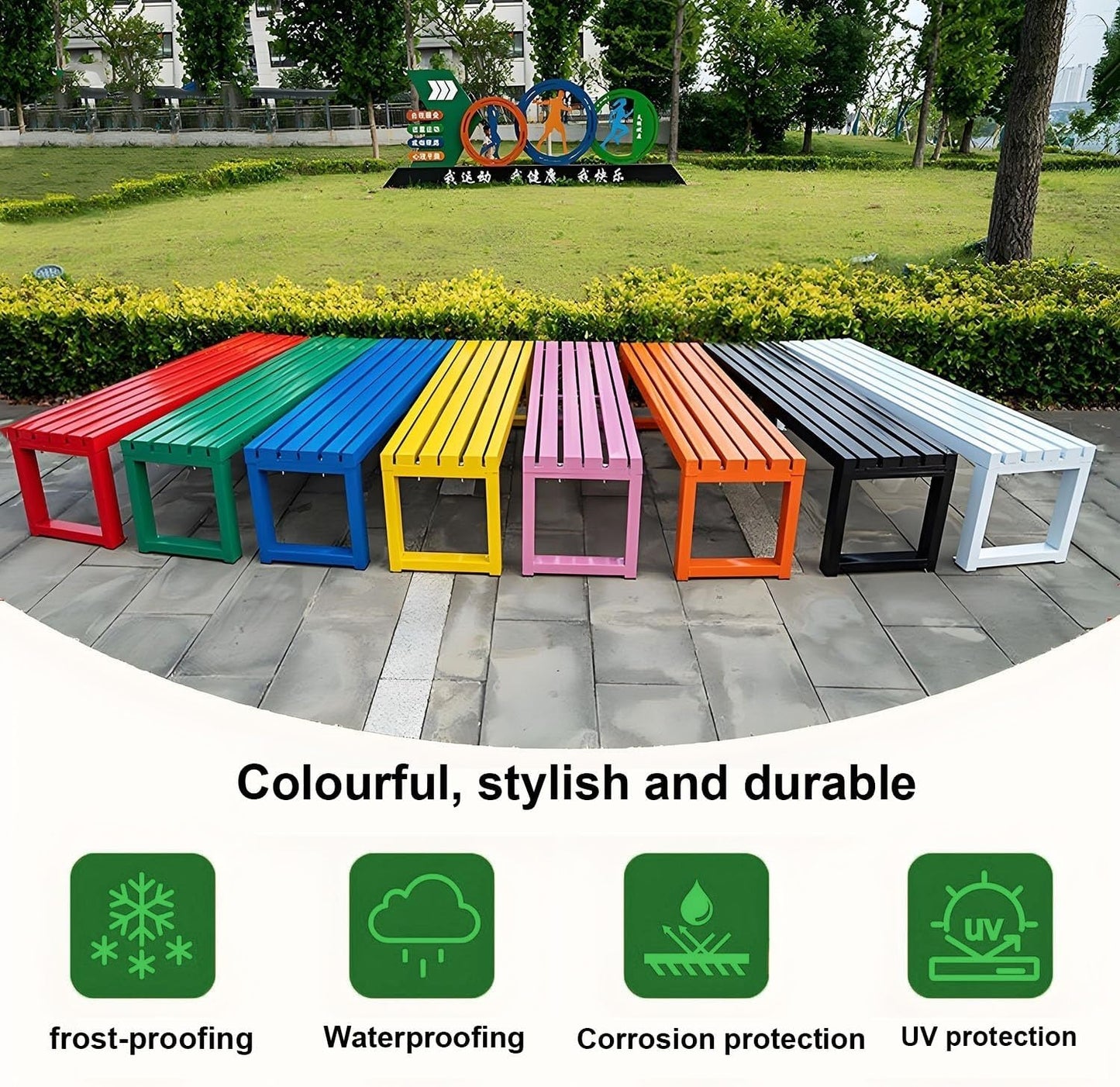 Weatherproof Metal Dining Bench, Outdoor Bench Backless Patio Bench 2-Person Farmhouse Bench Garden Bench for Kitchen, Living Room, Entryway(Pink,47in)