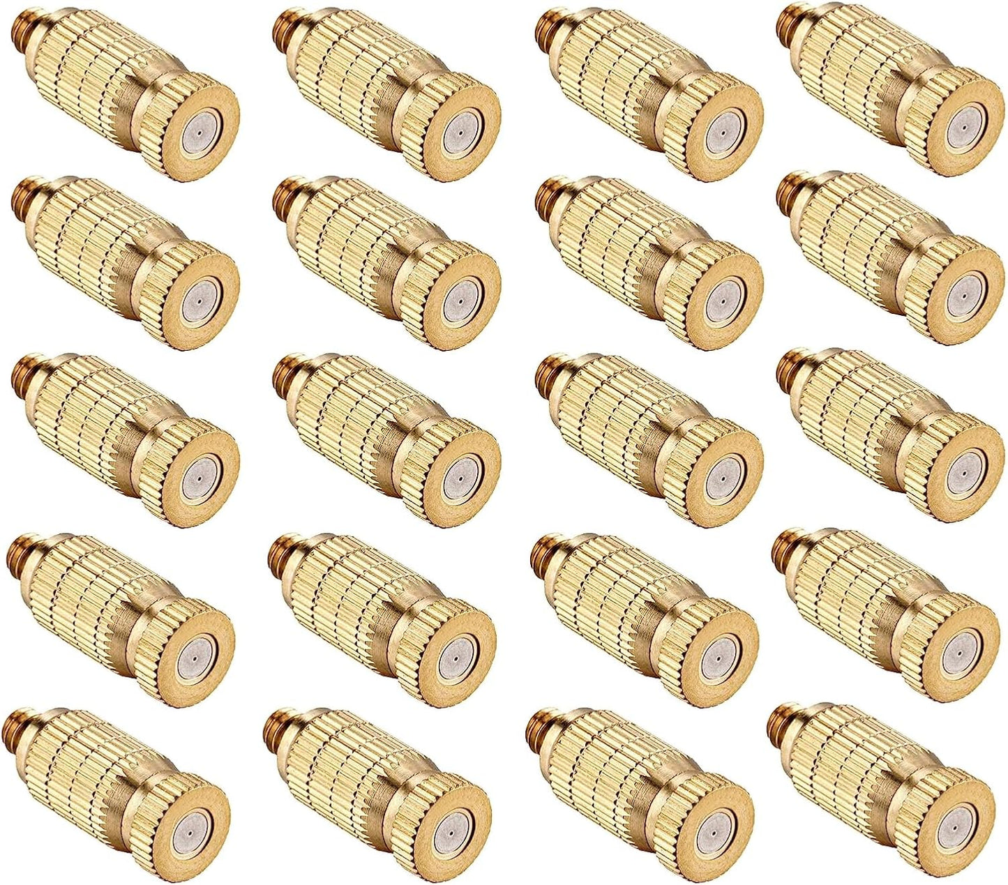 20pcs High Pressure Atomizer Nozzle Brass Misting Nozzles for Outdoor Cooling System, Landscaping, Greenhouse Irrigation, Air Humidification, Anti-Drip Fogging Spray Head(0.006"/0.15mm)